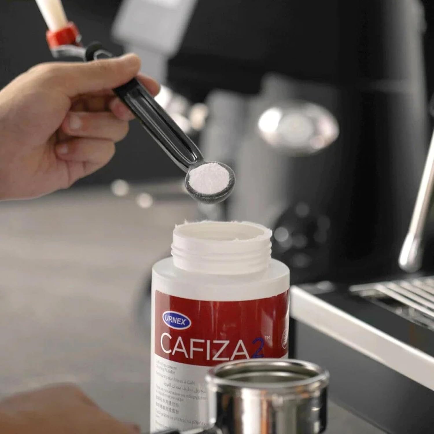 Urnex Cafiza Kaffeefettlöser (Packung, [- 1 Dose mit 566 g Inhalt, Kaffeevollautomat Reinigungspulver Geruchsneutralisierender Kaffeemaschinenreiniger)