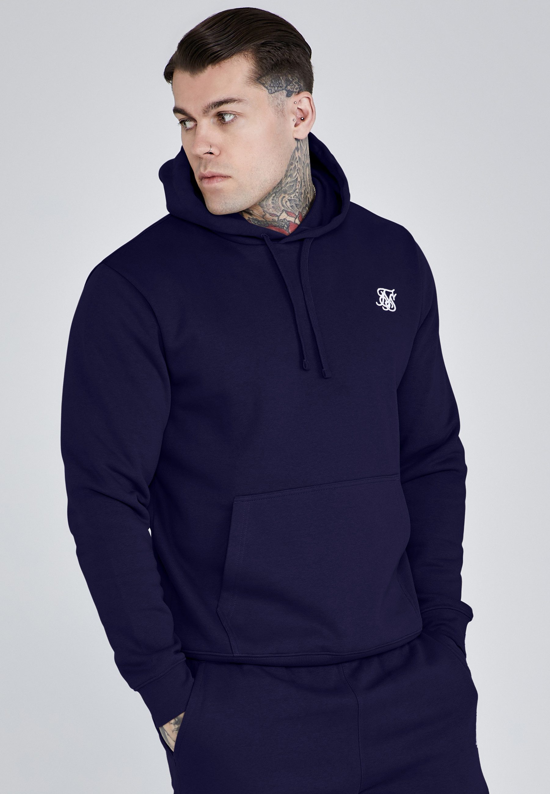 Siksilk Hoodie SikSilk Herren Navyblau Essentials Hoodie