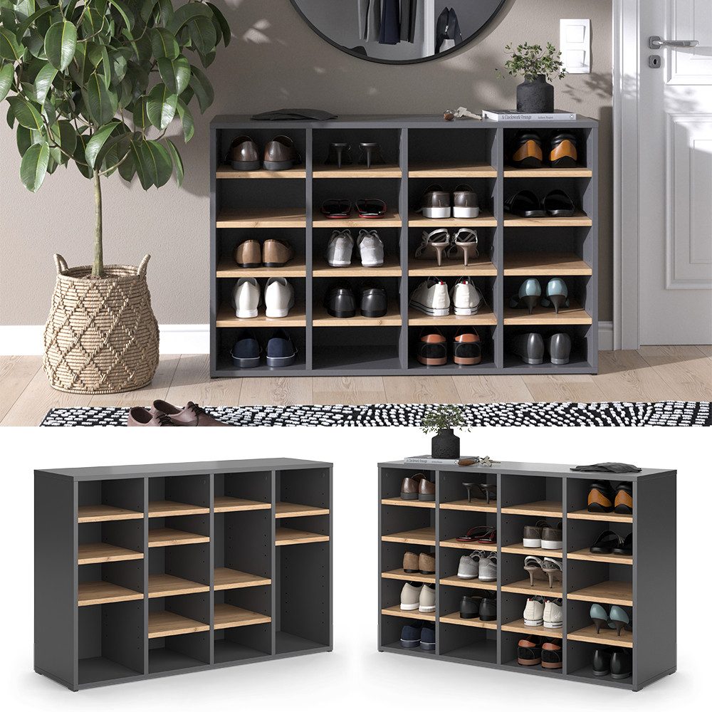 Vicco Schuhregal Lysander, Goldkraft Eiche/Anthrazit, 104 x 65.5 cm günstig online kaufen
