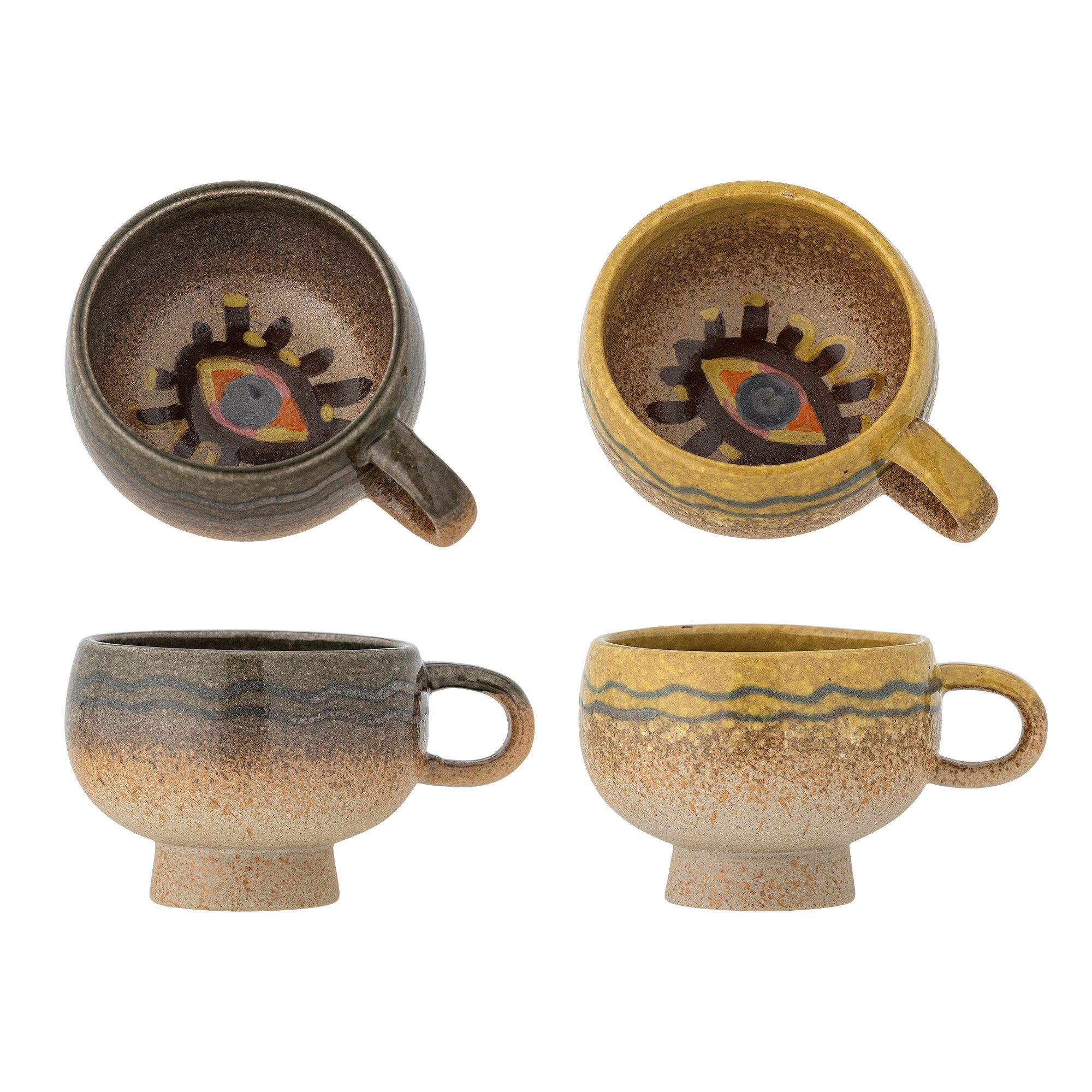 Bloomingville Tasse Bloomingville Oculus Tasse, Braun, Steingut 2er Set, Steingut