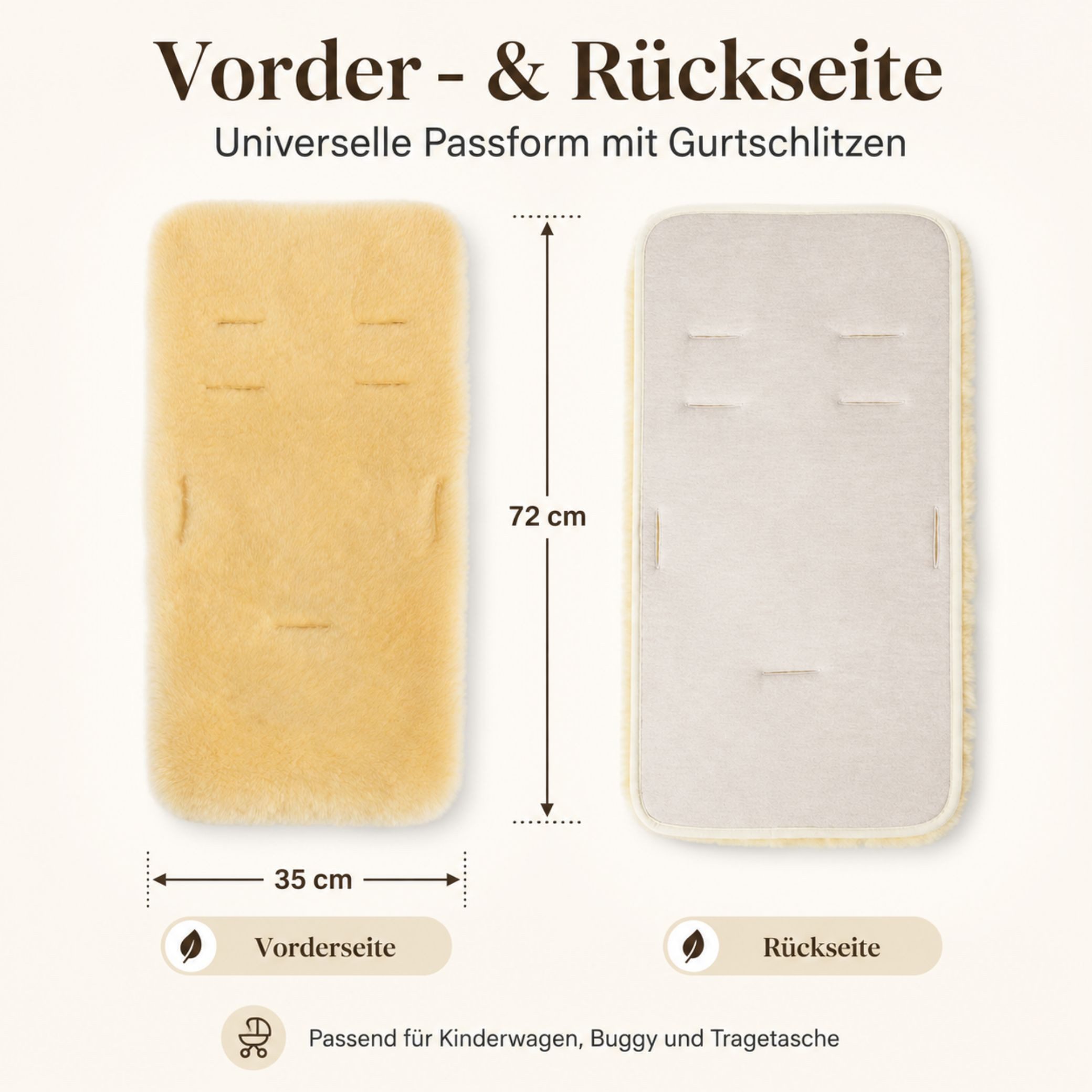 Hofbrucker seit 1948 Kinder-Sitzauflage Lammfell-Auflage für Kinderwagen und Buggy