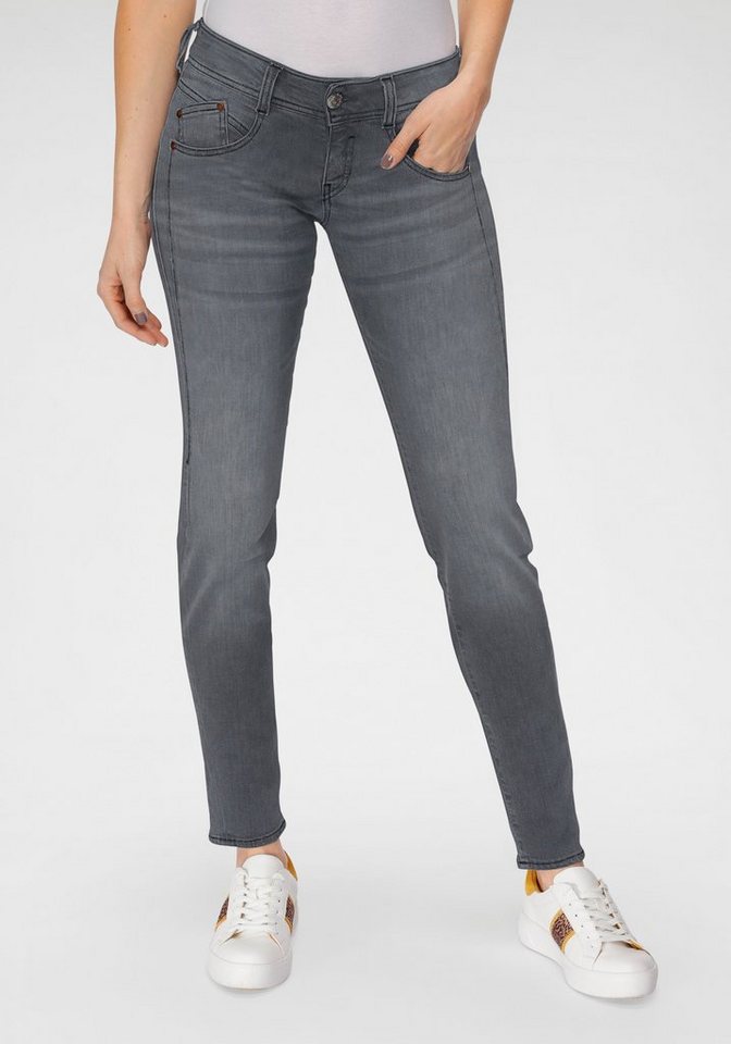 Herrlicher Slim-fit-Jeans GILA SLIM DENIM BLACK CASHMERE TOUCH mit  optischem Schlankeffekt dank Keileinsatz