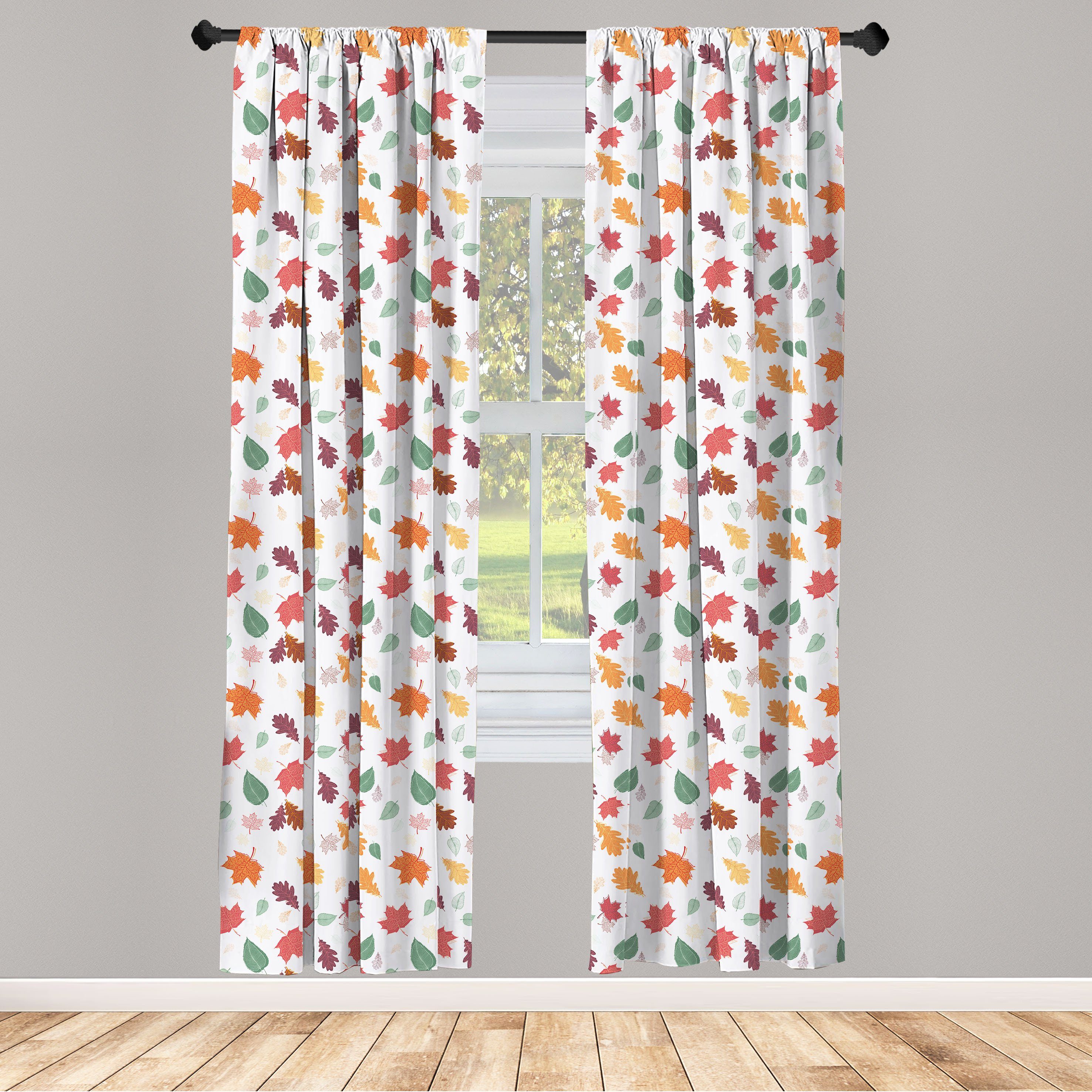 Gardine Vorhang für Wohnzimmer Schlafzimmer Dekor, Abakuhaus, Microfaser, Herbstlaub Autumn Vibes Pattern