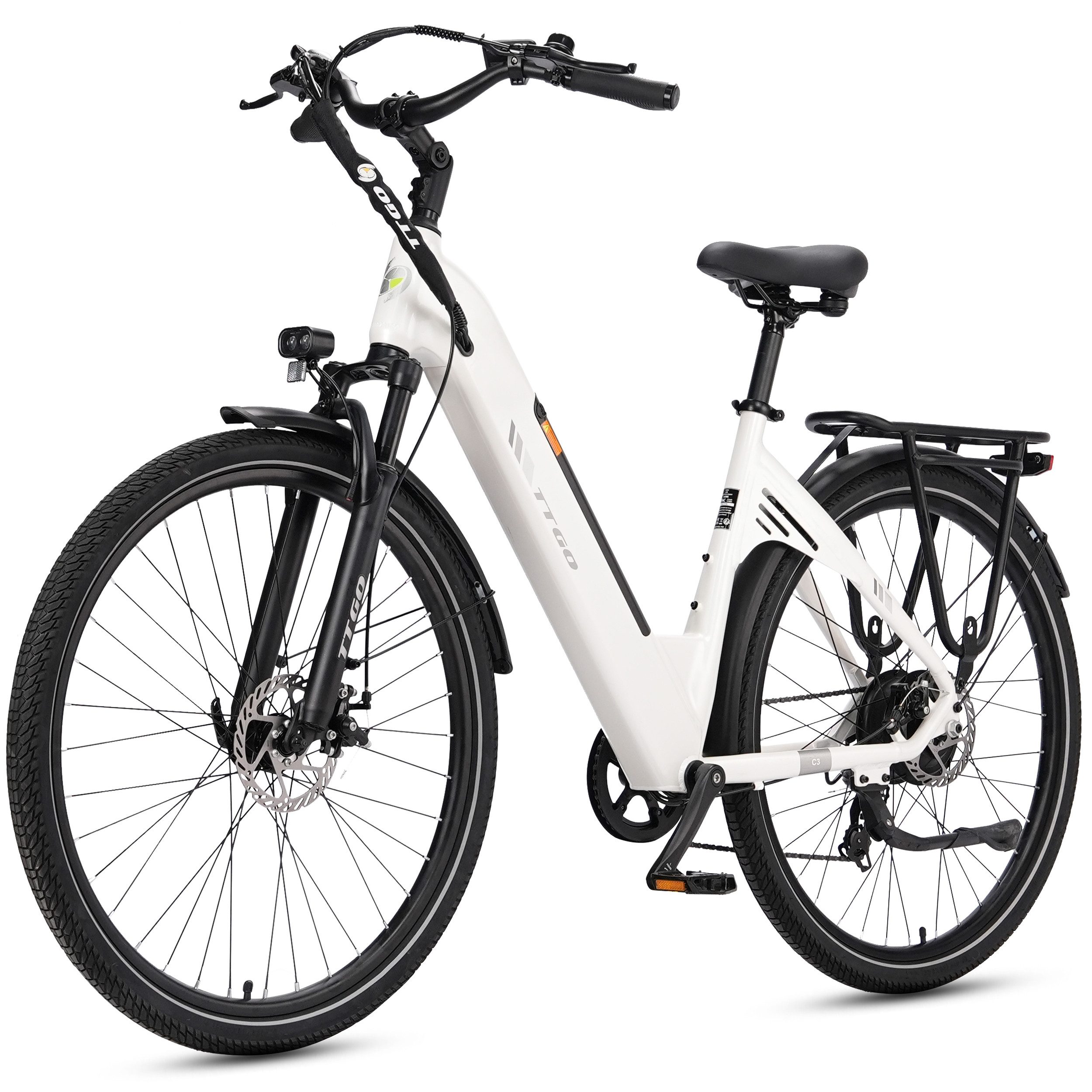 TTGO E-Bike Cityrad 28 Zoll, 120km, Elektrofahrrad für Damen und Herren, Tiefeinsteiger, 7 Gang SHIMANO, Kettenschaltung, Heckmotor, 650 Wh, (für ca. 160–195 cm), 5 Stufen, Leicht nur 26kg, Pedelec bis zu 125kg, Aluminiumrahmen