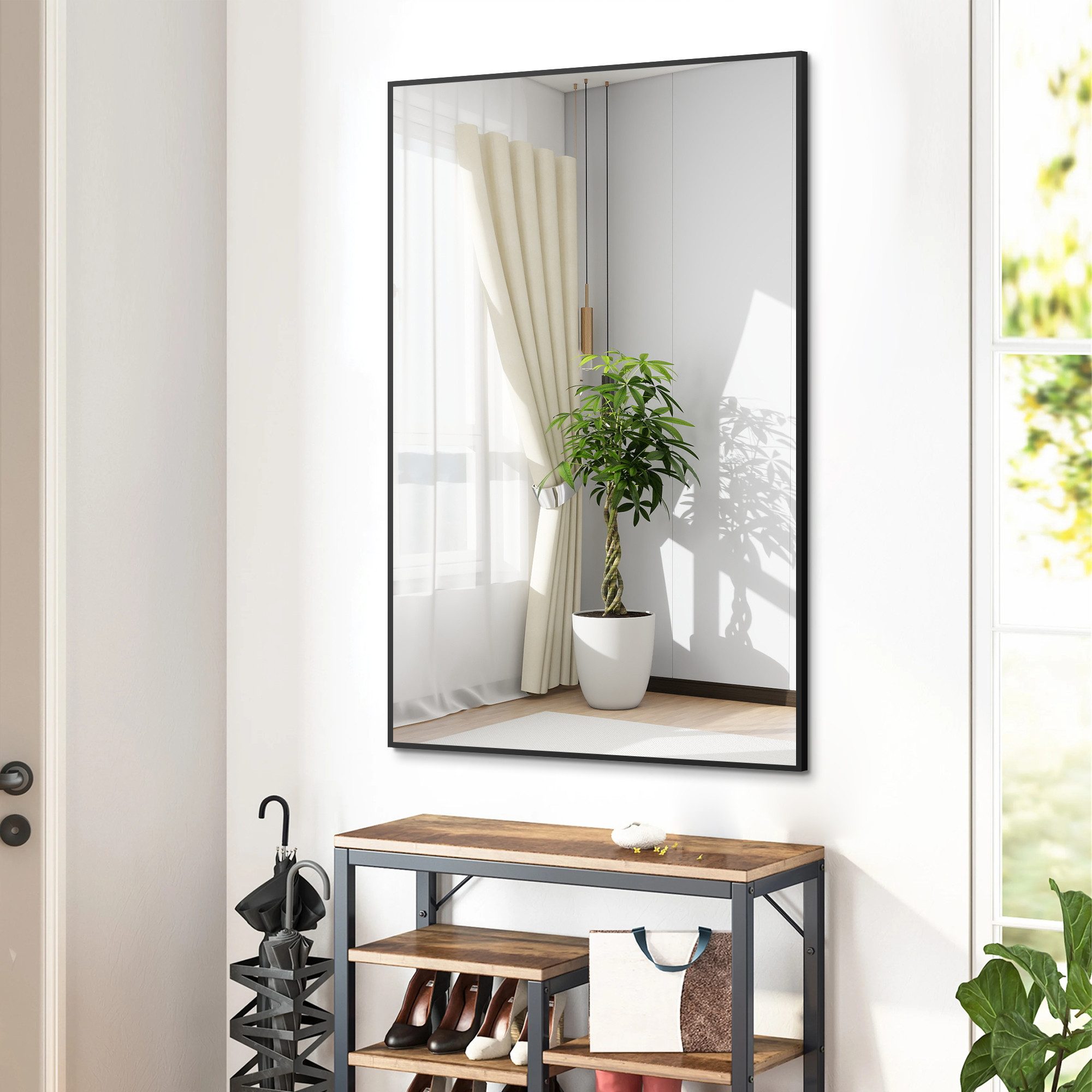 Wandspiegel groß 120x70cm Wand Ganzkörper Flurspiegel groß Schwarz