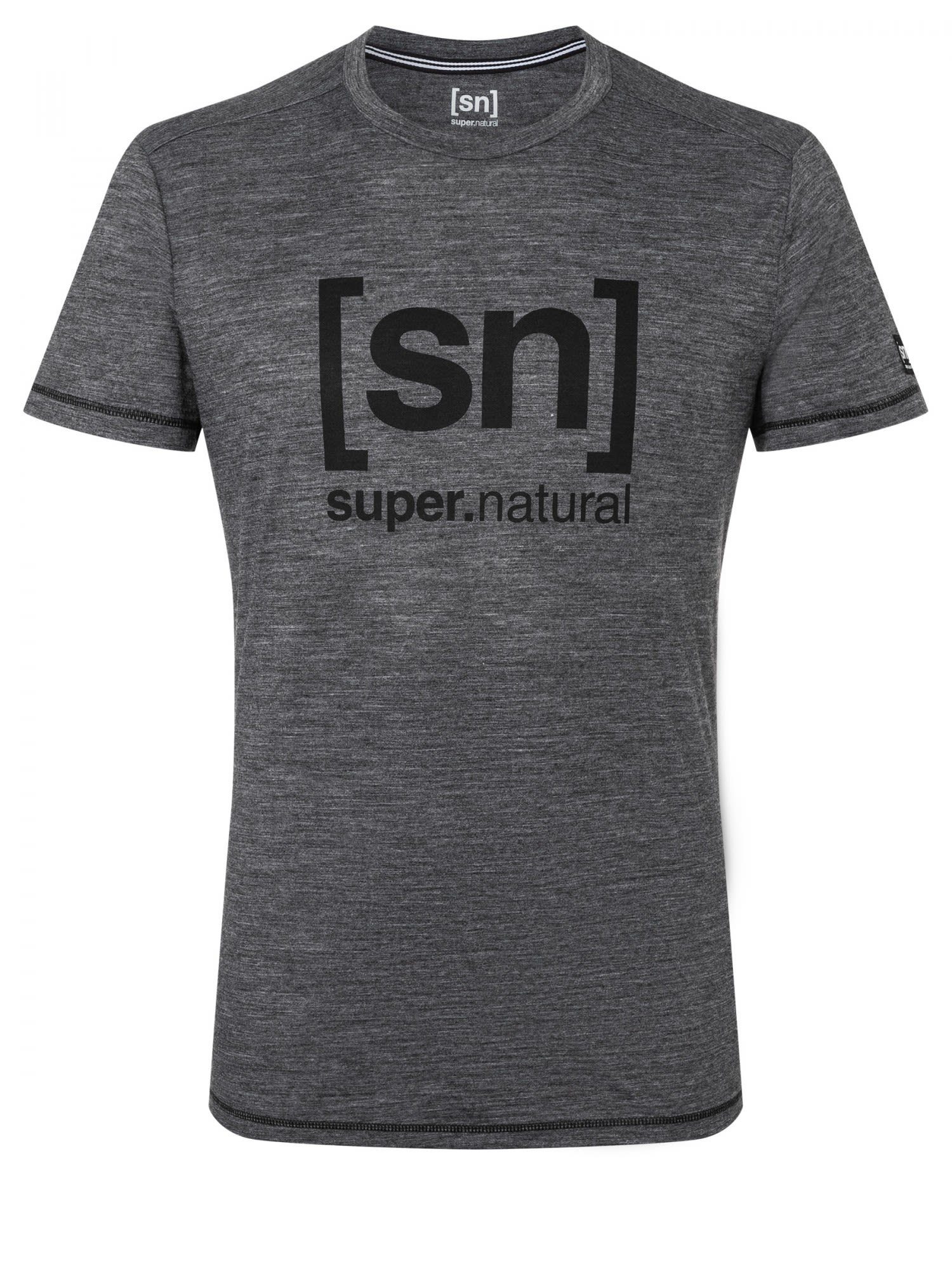SUPER.NATURAL T-Shirt Super.natural M Logo Tee Herren Kurzarm-Shirt Caviar Melange - Caviar