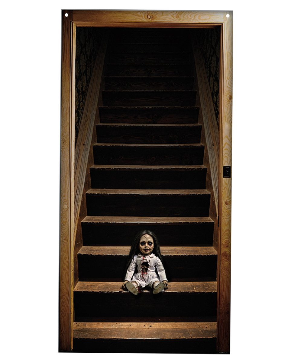 Horror-Shop Dekoobjekt Geisterpuppe im Speicher Tür & Wanddeko 98x200cm