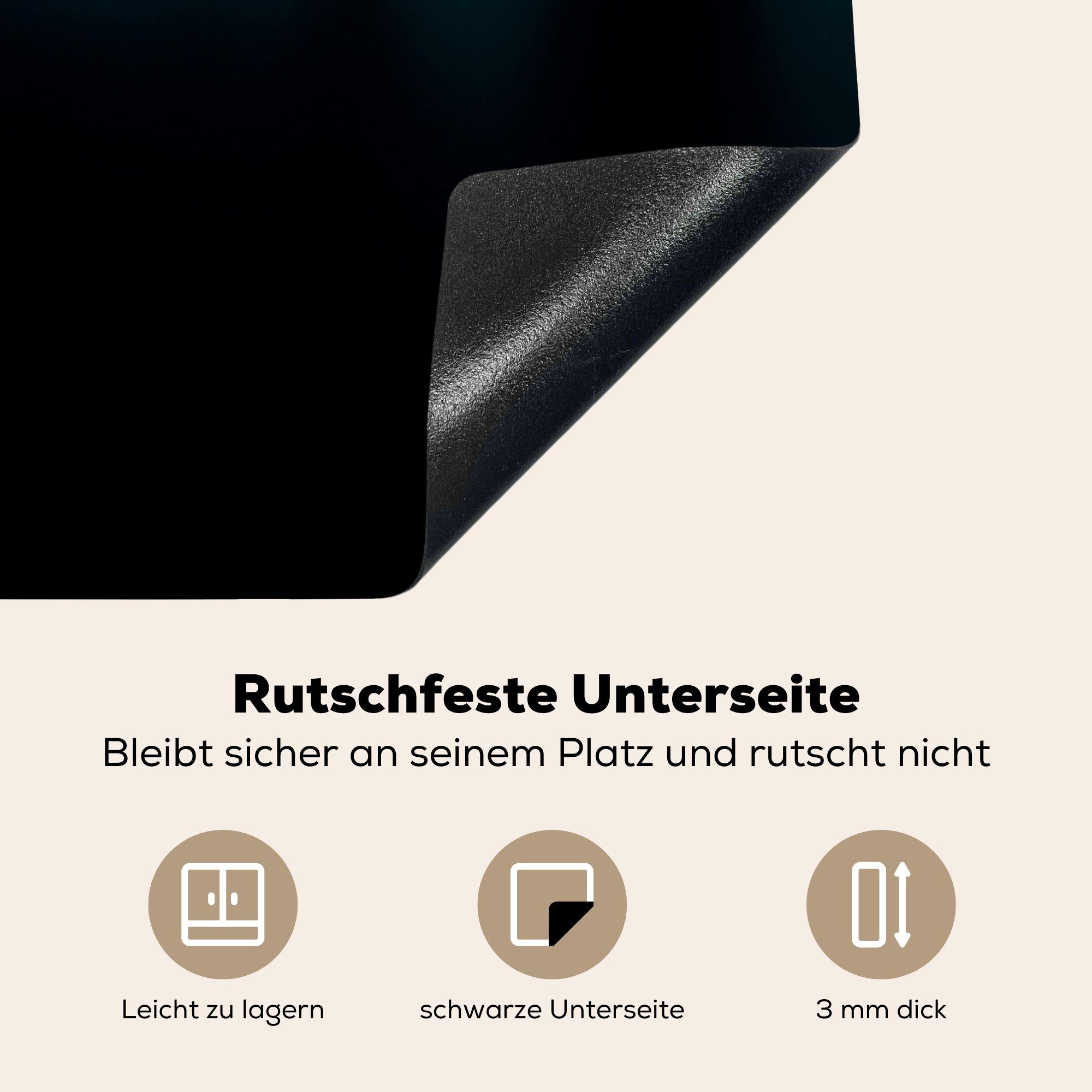 Vinyl, an Seite, 3D-Illustration (1 mit Herdblende-/Abdeckplatte leuchtenden Ceranfeldabdeckung, cm, für Streifen der 78x78 küche tlg), MuchoWow Arbeitsplatte