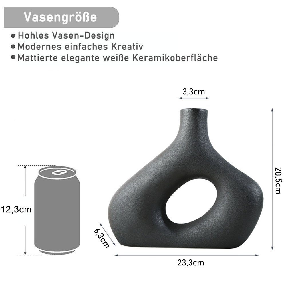 zggzerg Dekovase Keramik Vase, Wohnzimmer, Dekozweige Vasen für Schwarz Deko Pampasgras