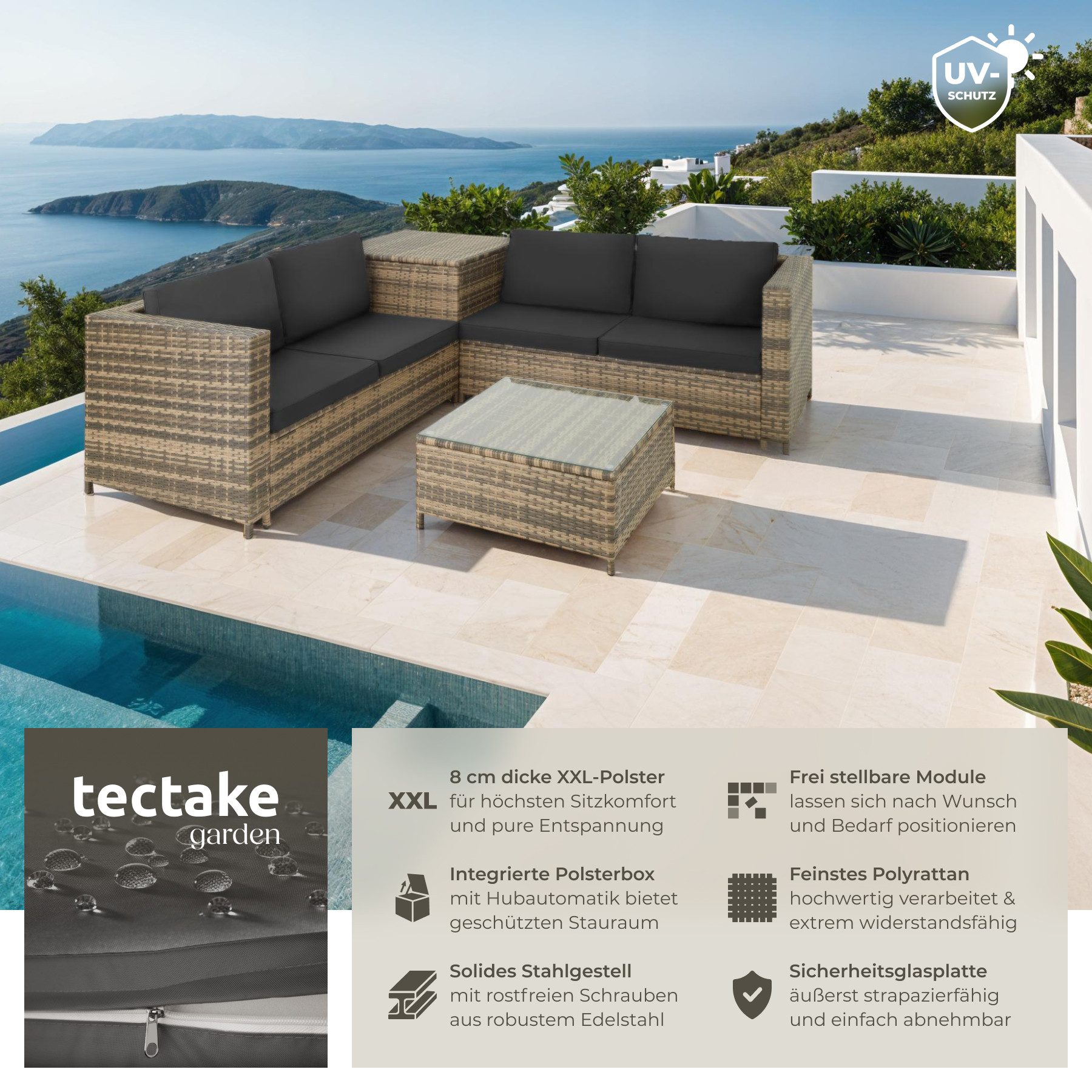 tectake Loungeset Rattan Lounge, (Set., 5-tlg), günstig online kaufen