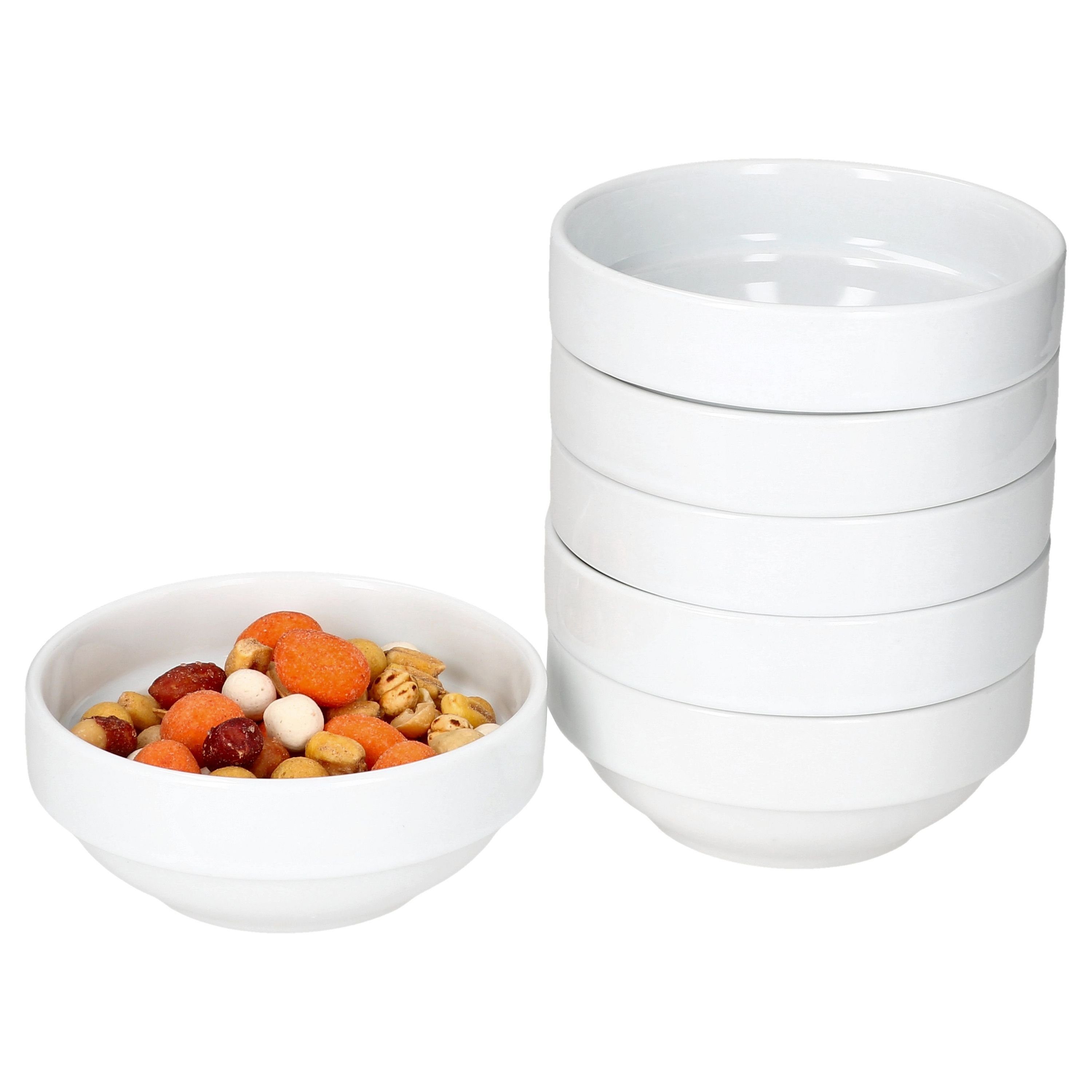 Müslischale 6er Set Tommy Schale Ø11,3cm weiß 190ml Porzellan stapelbar Nüsse