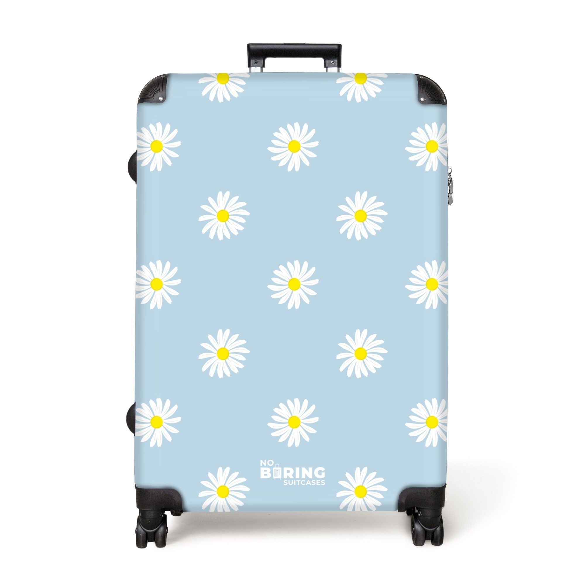 NoBoringSuitcases.com© Hartschalen-Trolley Pastellblau mit Gänseblümchen 77 günstig online kaufen