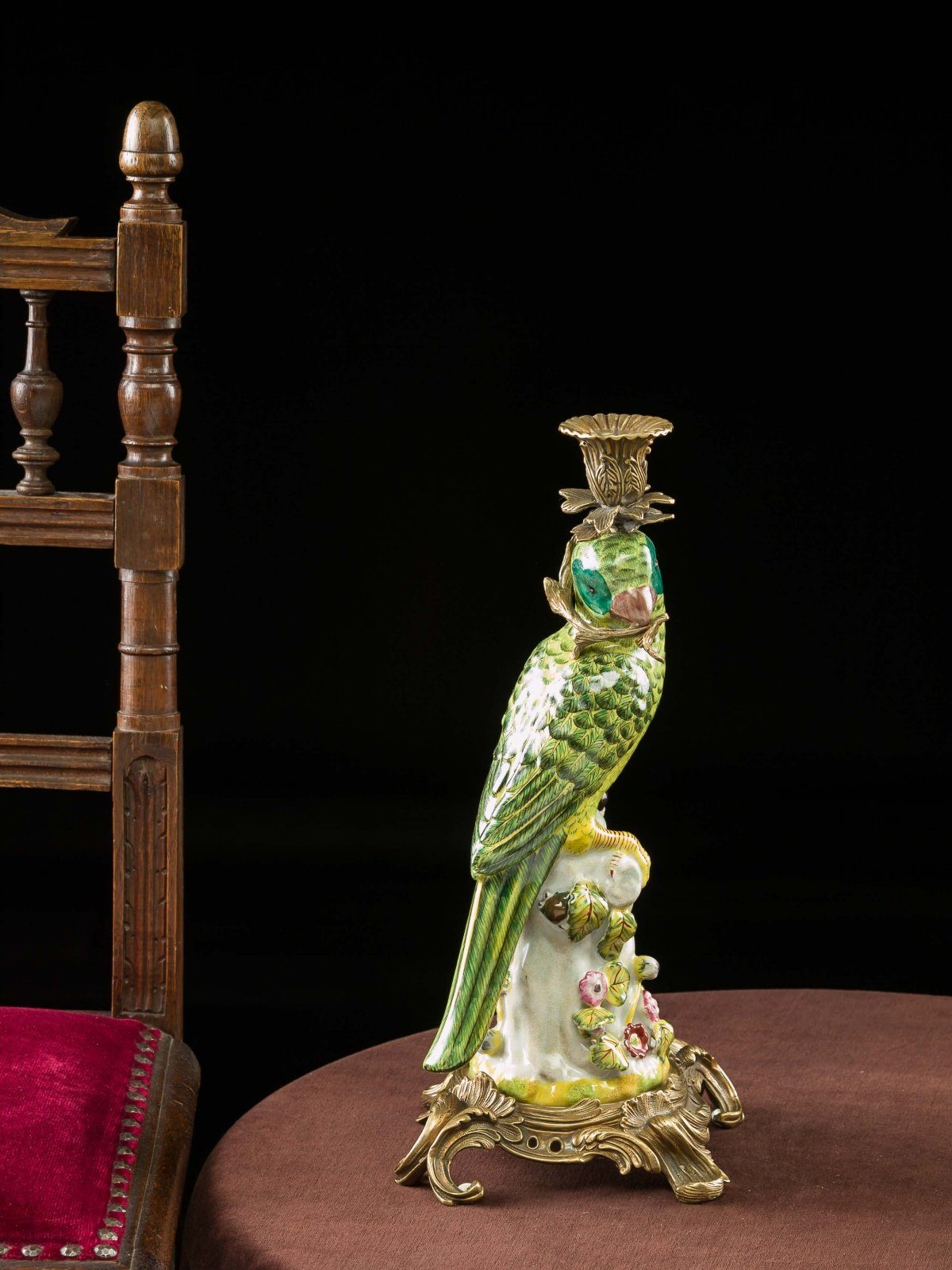 Kerzenständer Porzellan 37cm Papagei Aubaho Kerzenleuchter antik porcela Kerzenständer Stil