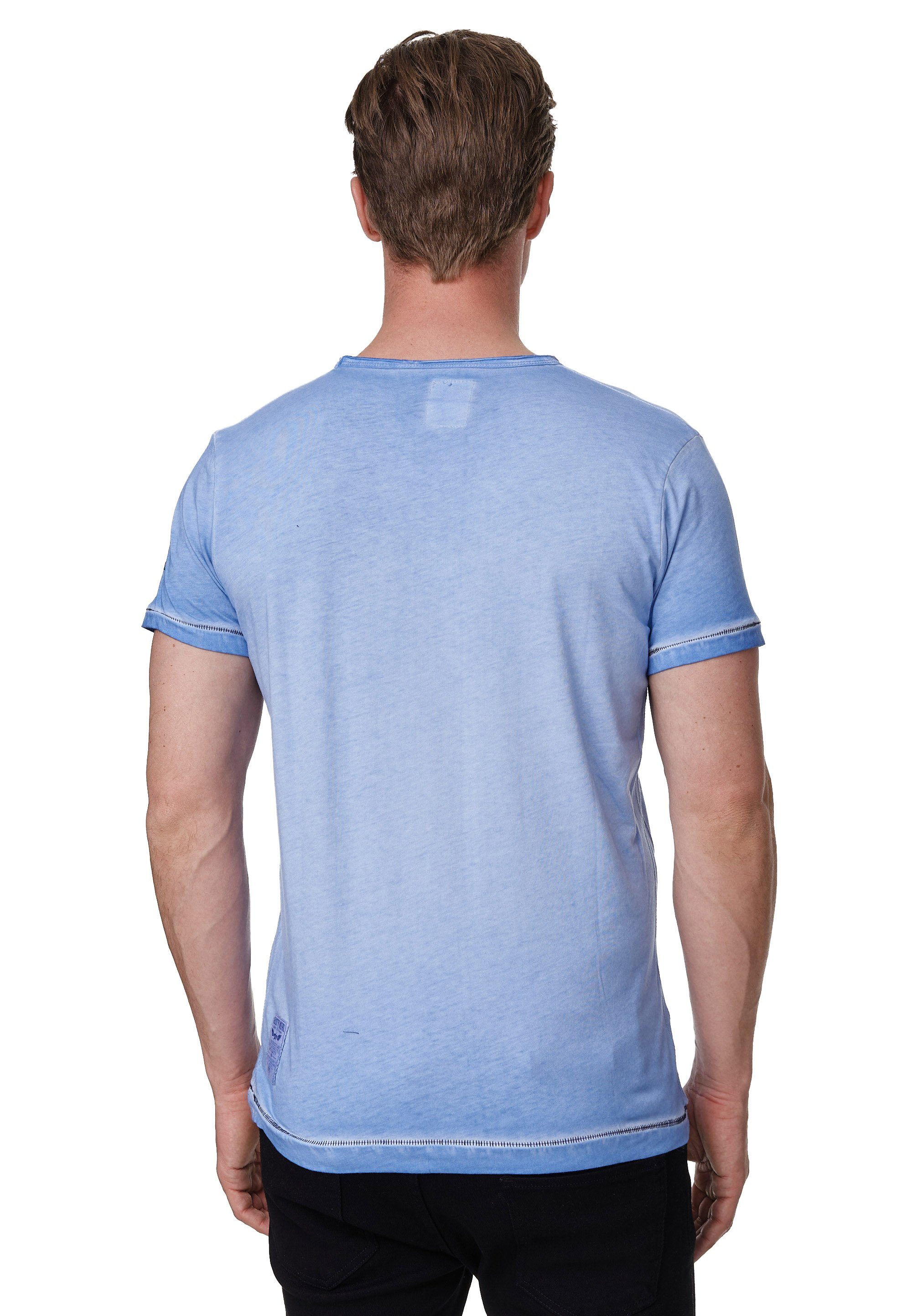 Rusty Neal T-Shirt Vintage-Look trendigen blau im