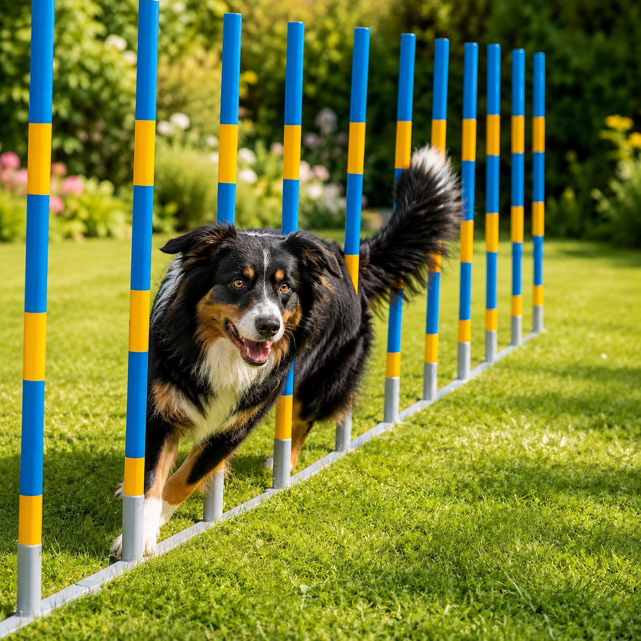 VABIONO Agility-Slalom Hunde Agility Slalom Set 12 Stangen für Training Fitness Konzentration, Training zwischen Mensch und Hund - Kostenloser Versand