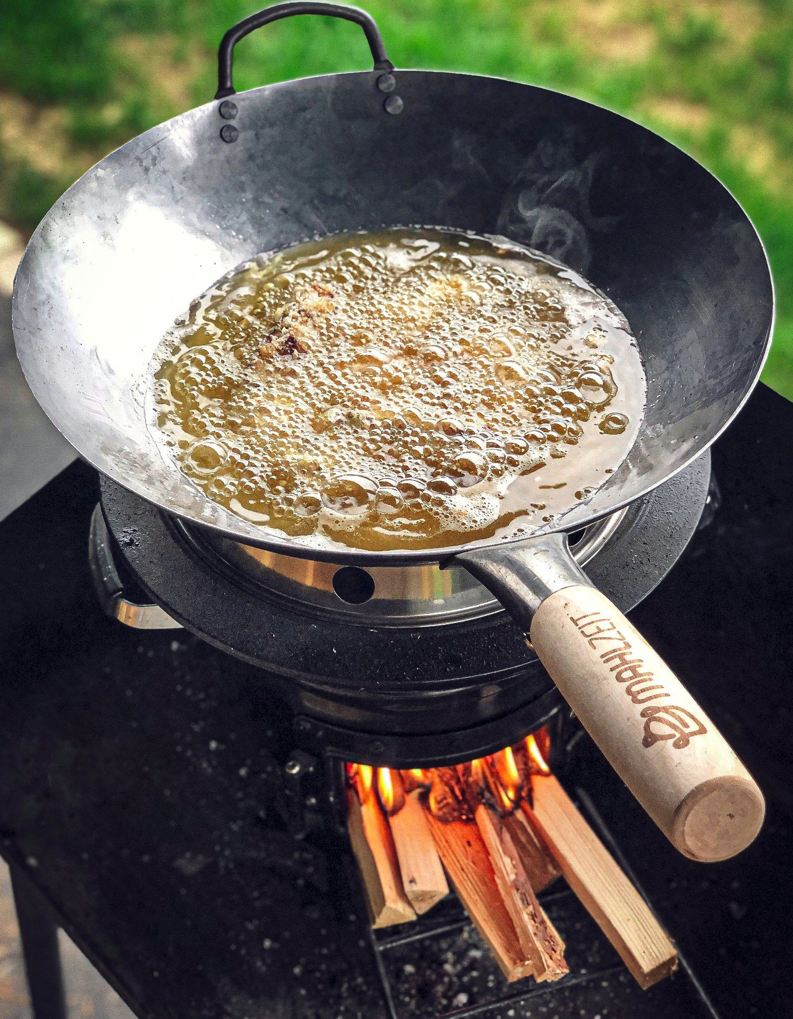 traditioneller cm, Mahlzeit Wok Stahlwok Boden, Wok Pfanne, mit rundem 35 Stahl Ø Wok,