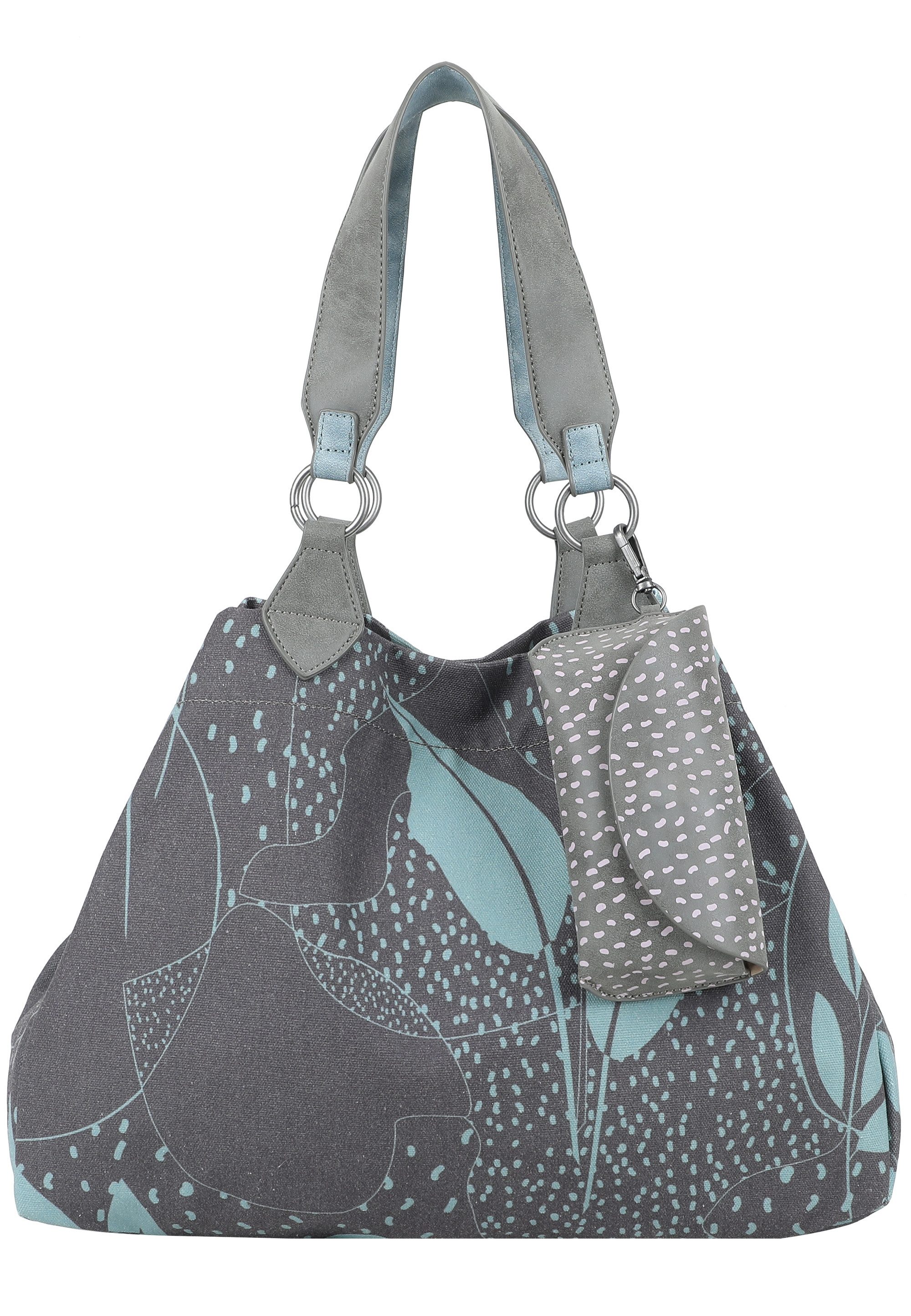 Fritzi aus Preußen Henkeltasche Leaves Canvas Anthra Ice, mit abnehmbarem Sonnenbrillenetuis