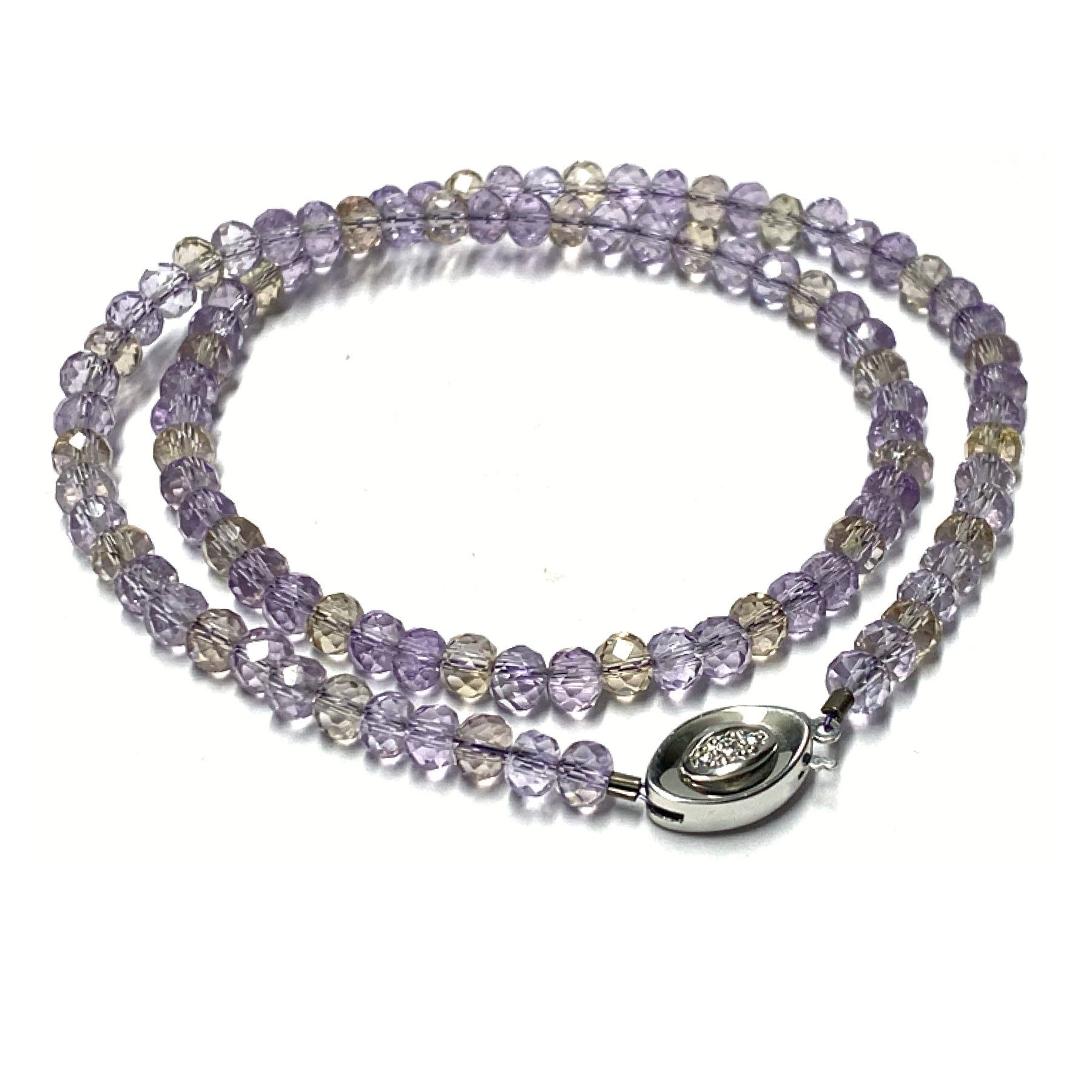 Kette ohne Anhänger Amethyst und Citrin kombiniert mit Weißgold 585/-