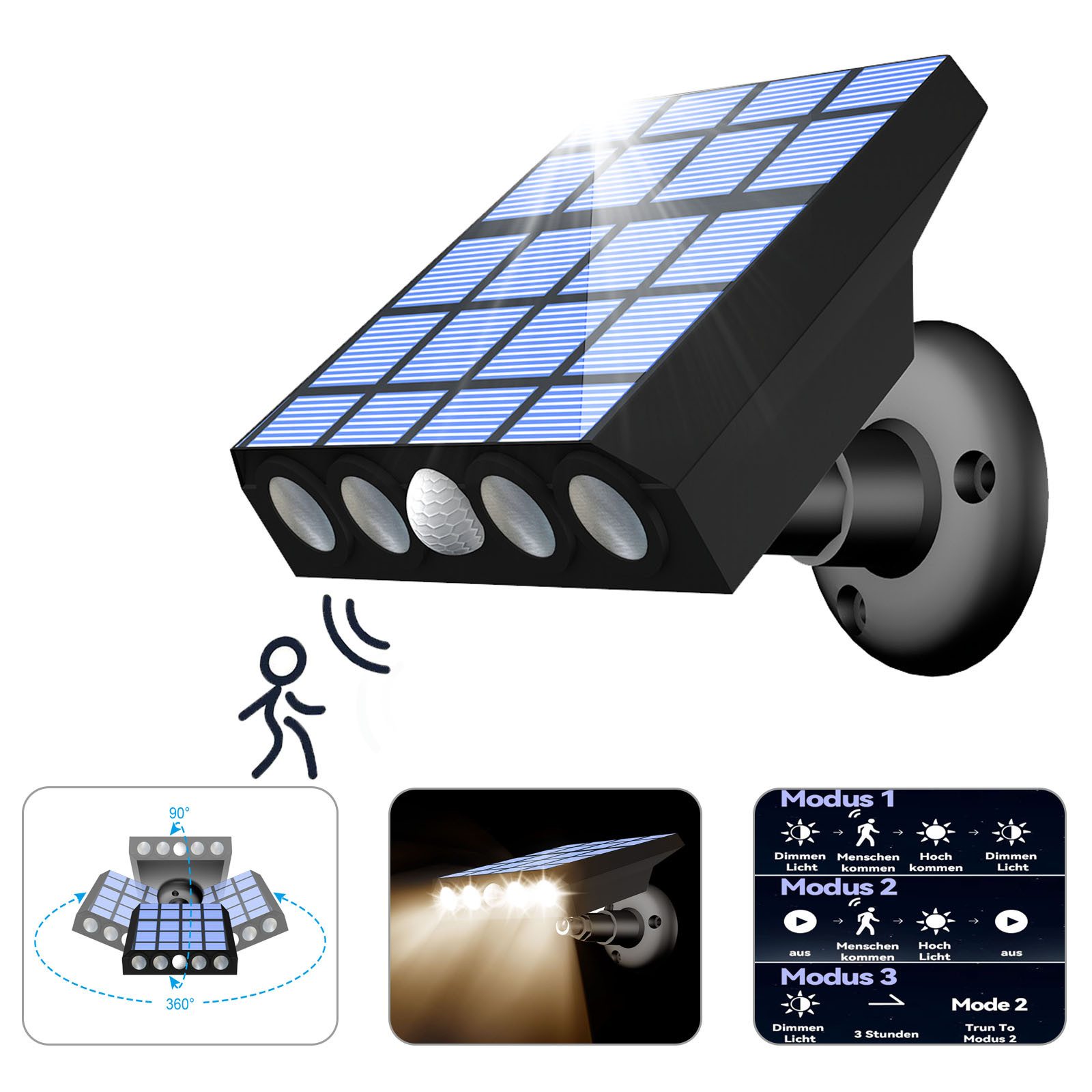 MUPOO LED Außen-Wandleuchte Solar Wandleuchte, Solarlampen für Außen mit Be günstig online kaufen