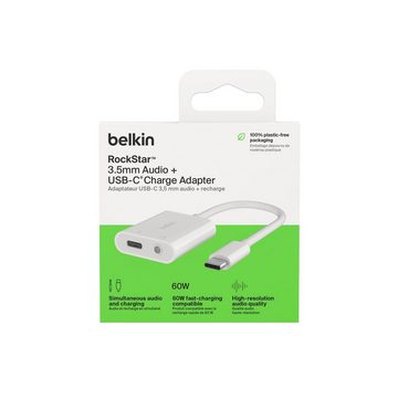 Belkin RockStar 3,5mm-Klinken-Audio- und USB-C-Ladeadapter Audio-Adapter USB Typ C zu 3,5-mm-Klinke, 4,68 cm, kompatibel mit USB-PD und Quick Charge 2.0
