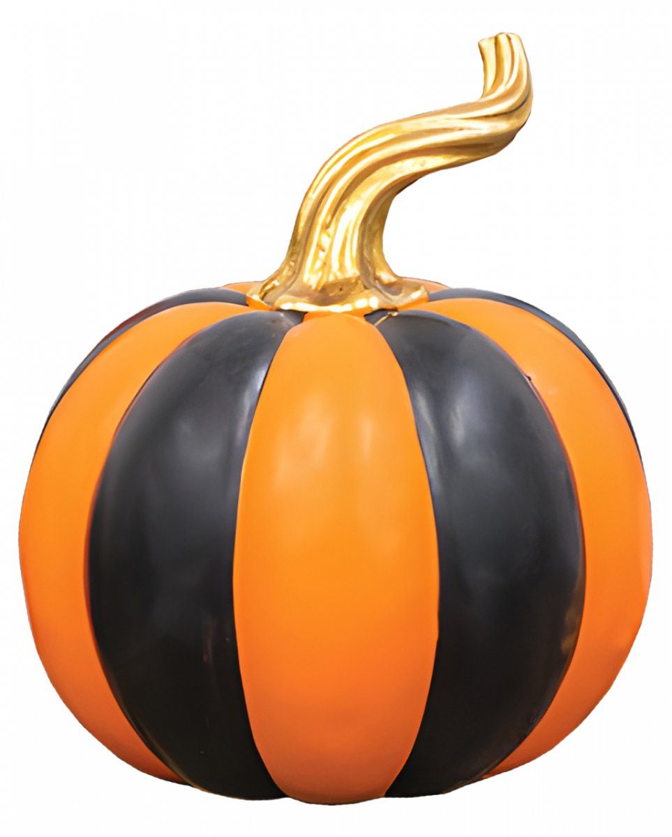 Horror-Shop Dekofigur Gestreifter Halloween Kürbis in orange-schwarz mit