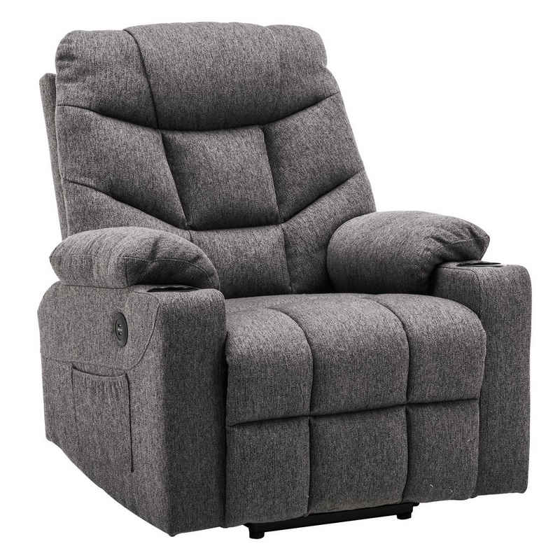 MCombo Relaxsessel MCombo Elektrische Aufstehhilfe Relaxsessel Fernsehsessel 7286, Retro-/ Vintage Stil, mit USB, Kunstleder, 85 x 94 x 100 cm