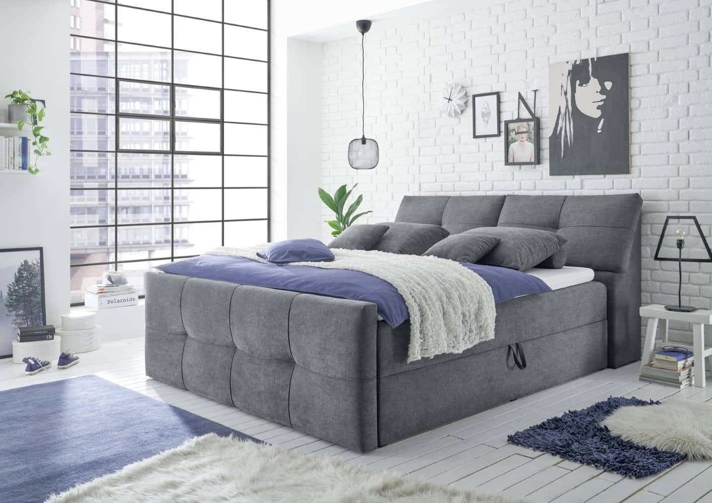 Boxbett Redmond 160/180x200 + Bettkasten, 9Z-Tonnentaschenfederkern-Matratze