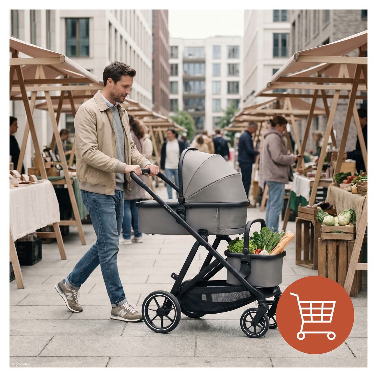 Hauck Kombi-Kinderwagen Grow N Care Set - Dark Grey, Geschwisterwagen Zwillingswagen ab Geburt mit Babywanne & Sportsitz – Bild 4 von 5