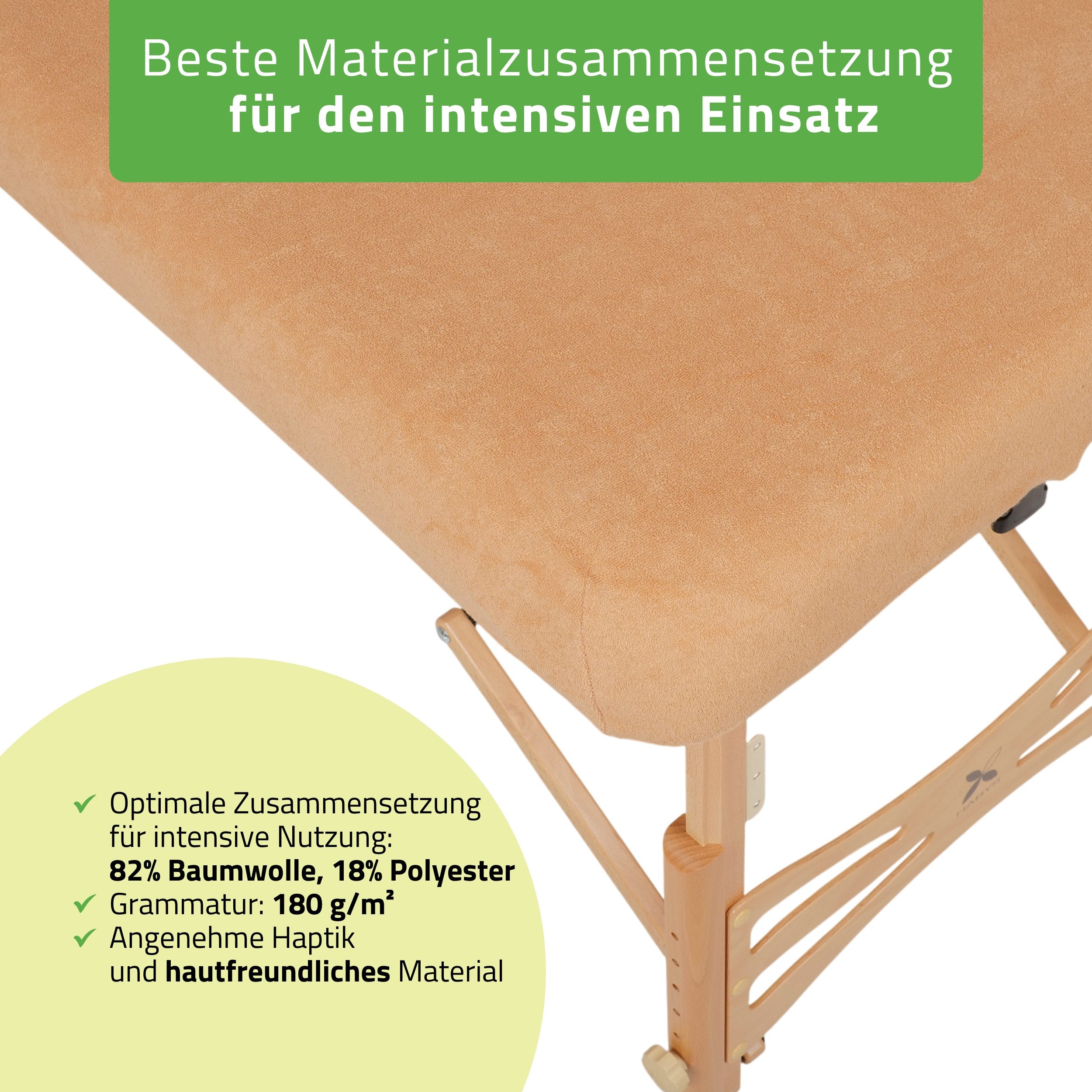 Habys Massageliege Frottee Bezug für klappbare Liegen 1-teilig 60-65/180-185 cm, Beige