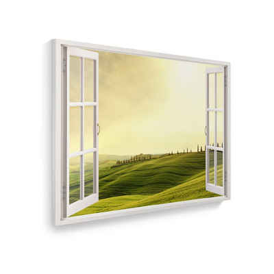 WallSpirit Leinwandbild "Fenster mit Aussicht", Toscana, Leinwandbild geeignet für alle Wohnbereiche