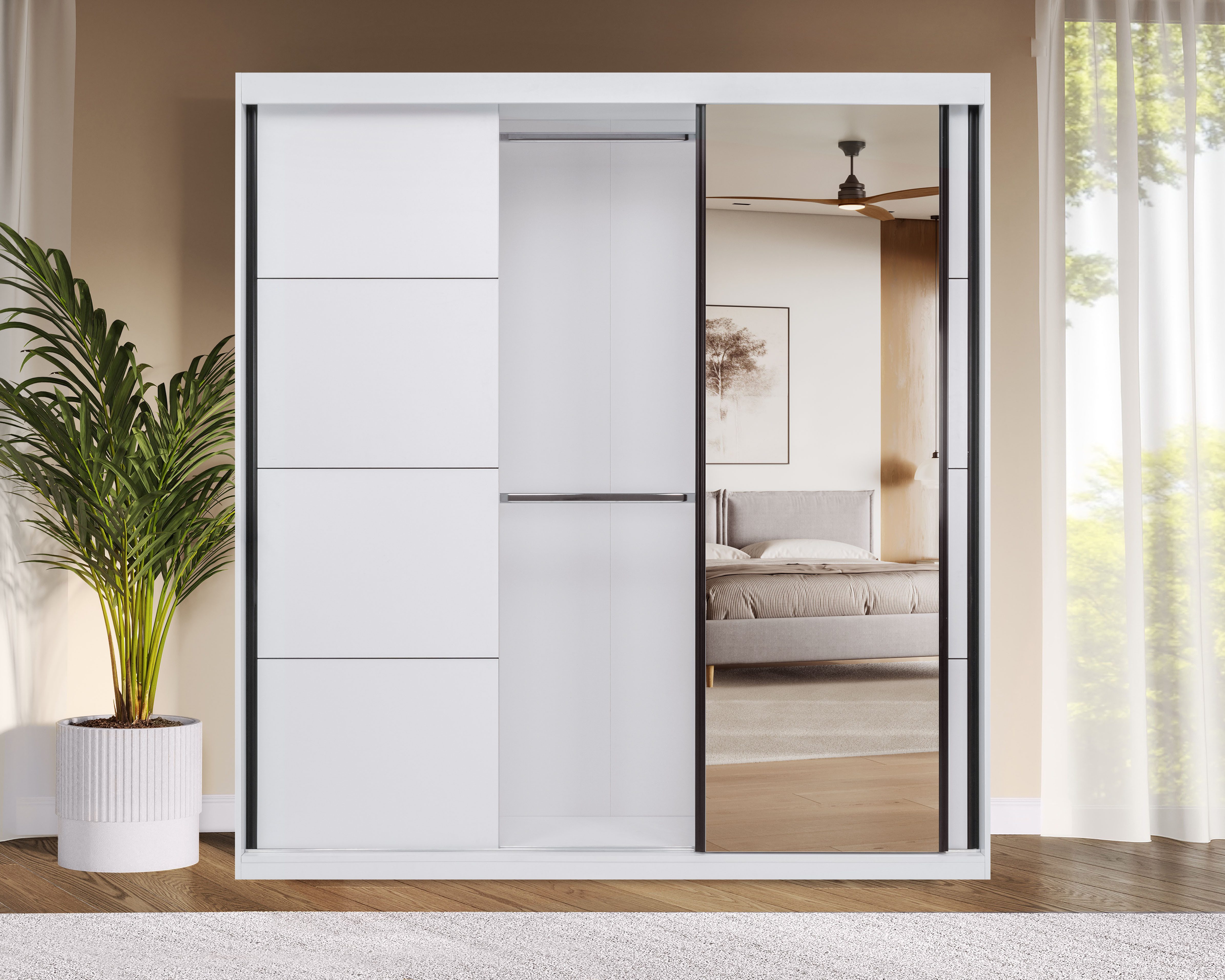 OTTO home Schwebetürenschrank Tonara Schrank, Kleiderschrank 2,00m Breite, Schiebetürenschrank (Schrank mit leichtgängiger Schiebetür, in 4 Farben, Top Ausstatt – Bild 5 von 5