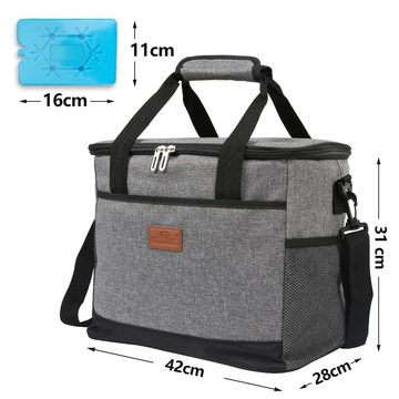 Clanmacy Picknickkorb Kühltasche mit Kühlelemente Picknicktasche Isoliertasche 33L Grau