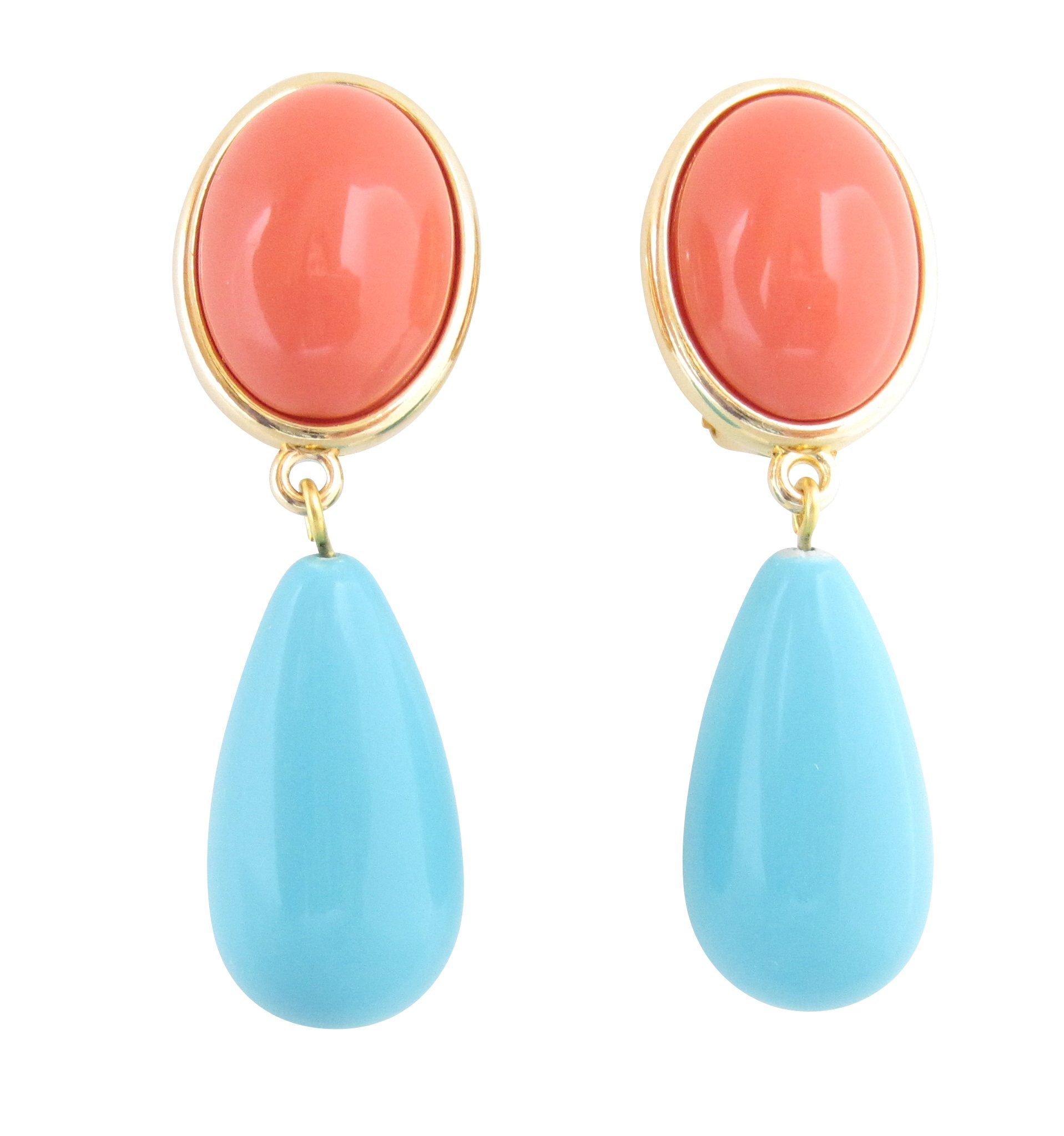 Mugello Paar Ohrstecker Viola koralle-türkis Lieblingsohrringe bunt Geschenk Hingucker, made in Germany Designer JustWin, Statementohrringe