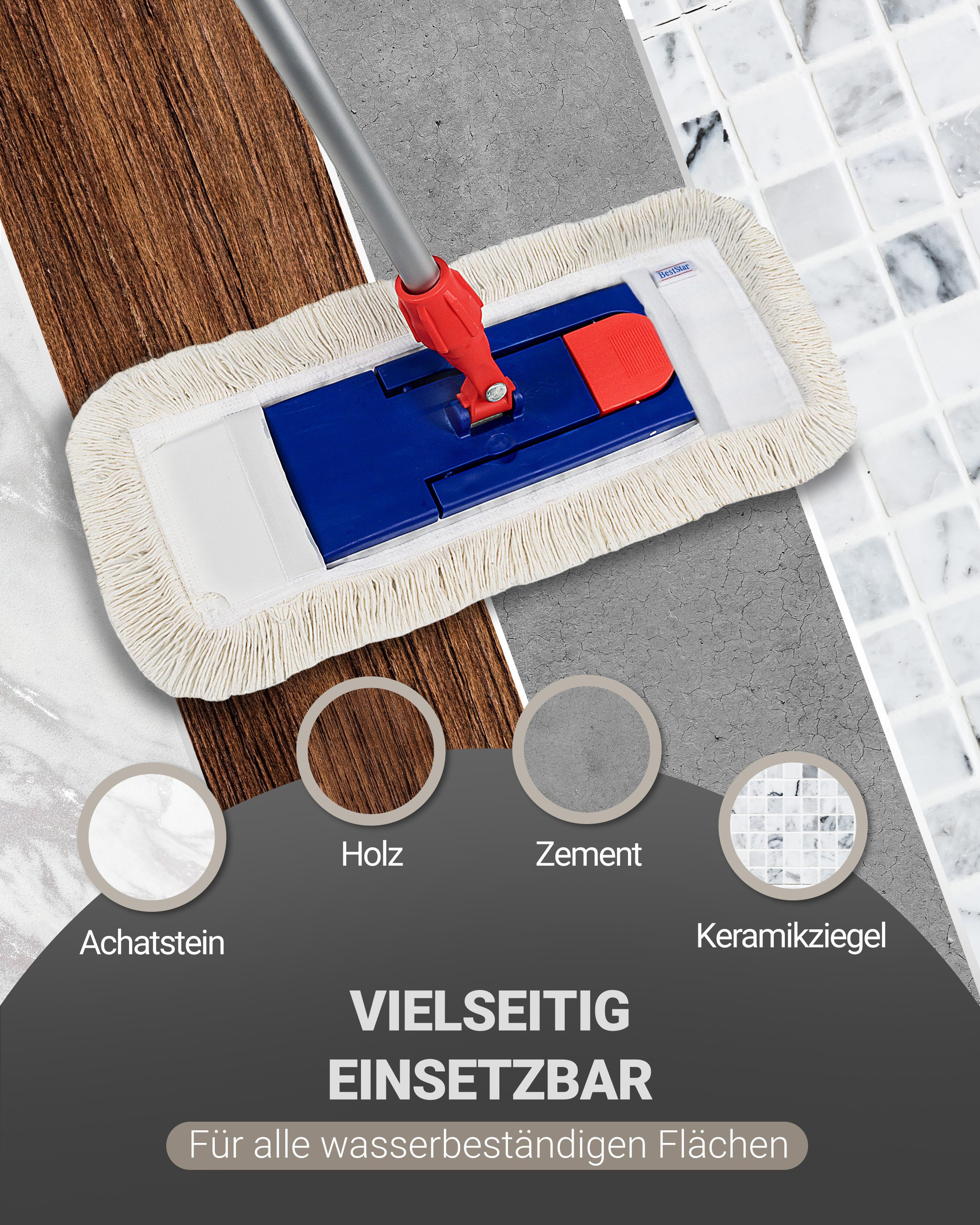 Prieser Wischmopp 10x 40cm Profi Baumwolle/Mikrofaser Mix - Wischmopp