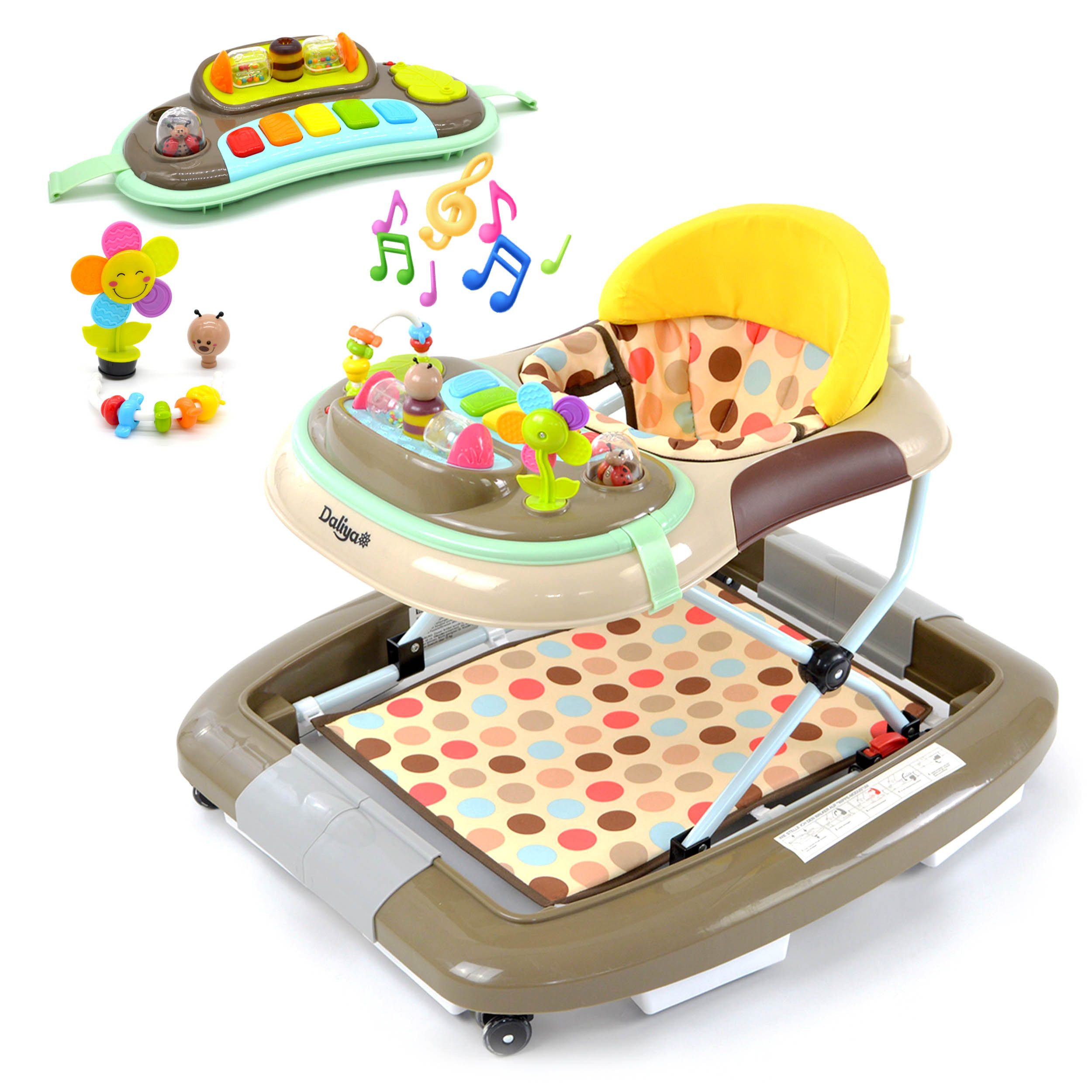 Daliya® Babywalker Daliya® BEBISTEP 4in1 Spiel- und Ходунки (Farbauswahl), (4-tlg., Im Set ist ein batteriebetriebenes Spielcenter enthalten), Lauflernhilfe und Babywippe mit Musik und Licht, Spiel-und Esstisch