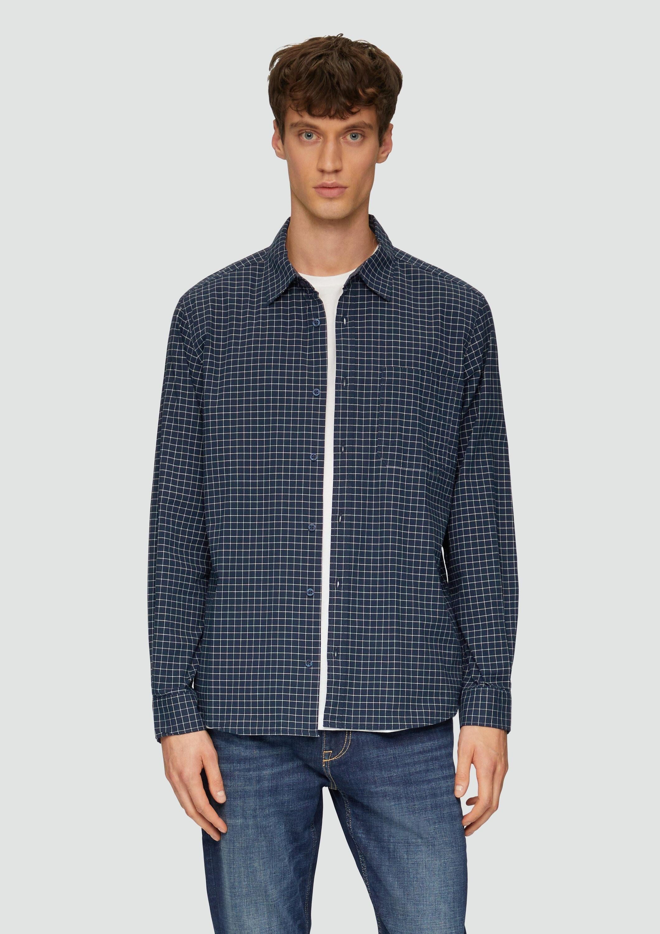 s.Oliver Langarmhemd Hemd Regular Fit: Kariertes Hemd aus Baumwollstretch m günstig online kaufen