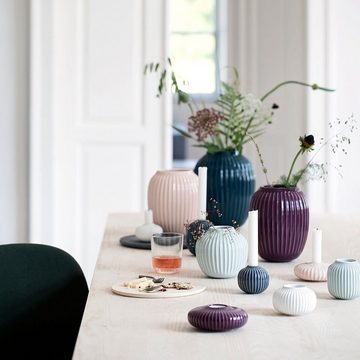 Kähler Tischvase Hammershøi 21 cm; Bauchige Vase mit Rillen-Struktur; Designer Dekovase