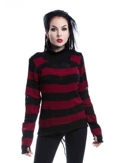 Vixxsin Sweatshirt Annabella Strickpullover Punk Gothic Strickpulli Pullover Gestreift Goth
