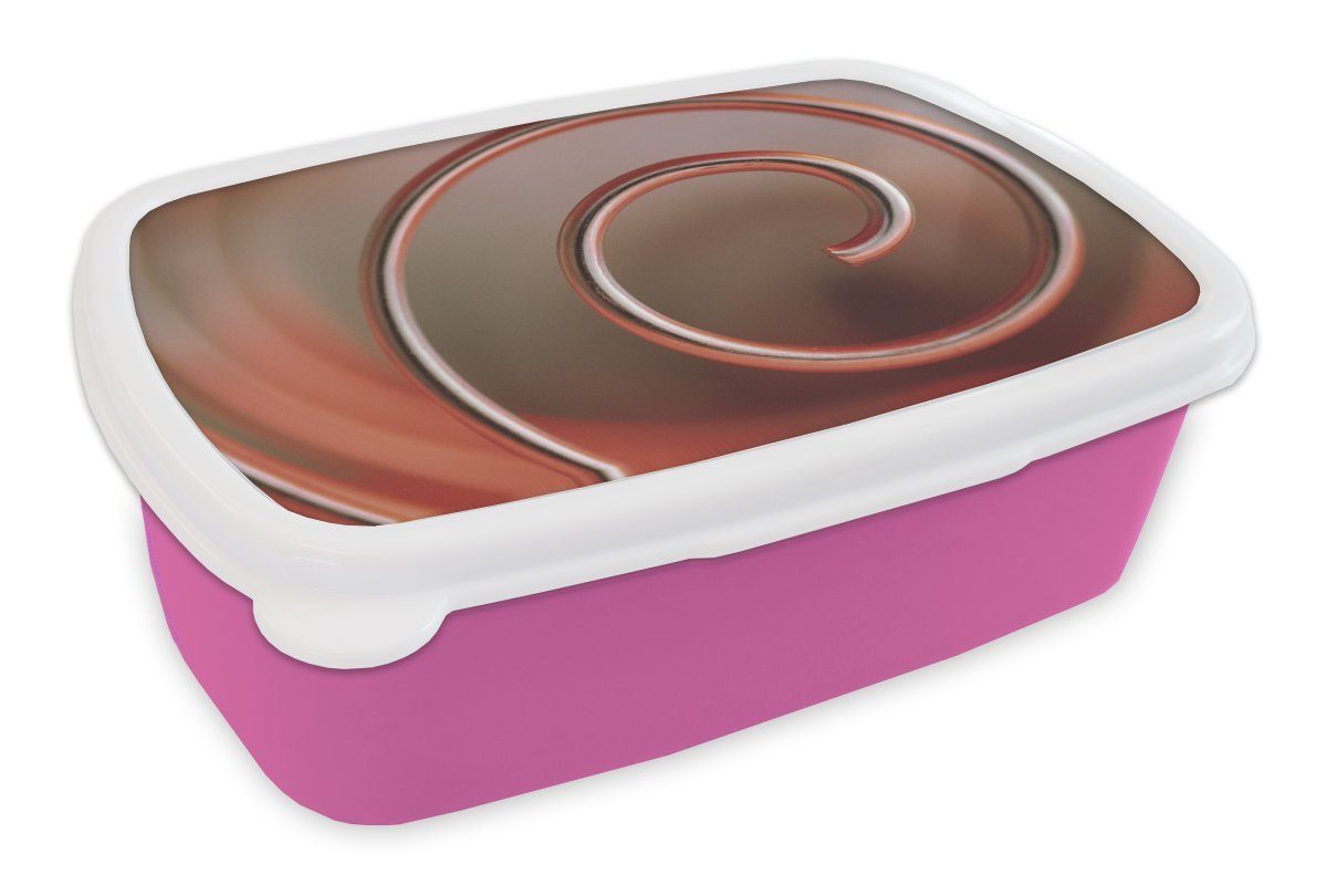 MuchoWow Lunchbox Spirale mit einer Kupferstruktur, Kunststoff, (2-tlg), Brotbox für Erwachsene, Brotdose Kinder, Snackbox, Mädchen, Kunststoff rosa