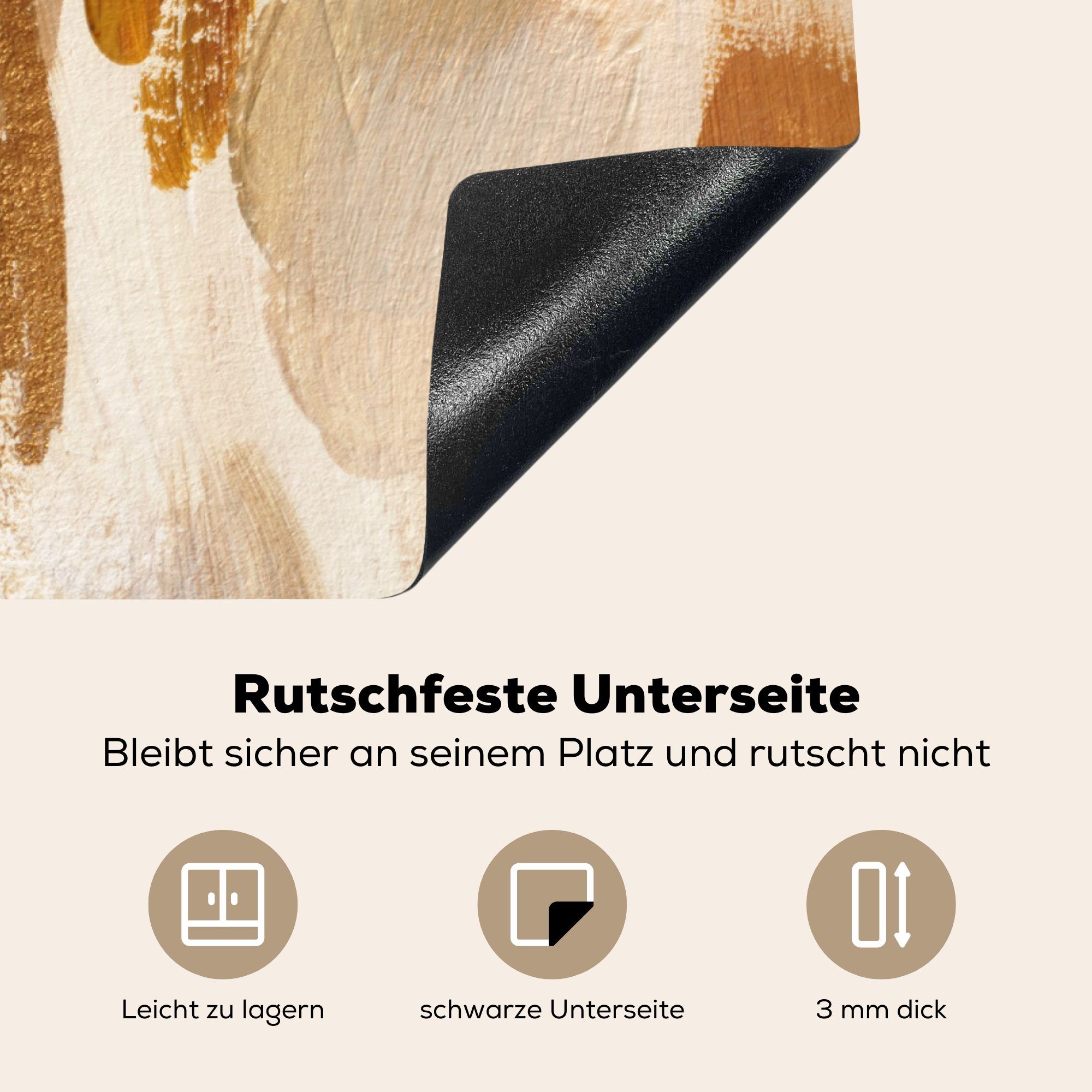 MuchoWow Herdblende-/Abdeckplatte Farbe - Weiß Induktionskochfeld - küche, (1 die Ceranfeldabdeckung Braun, 71x52 cm, für Vinyl, tlg), Schutz