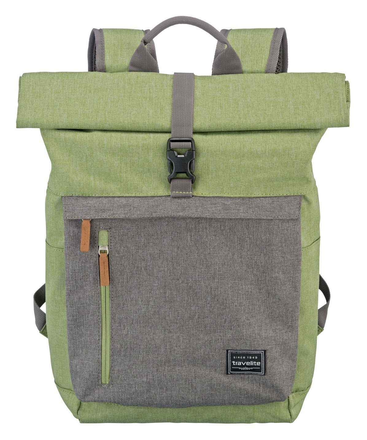 travelite Daypack BASICS Rollup Rucksack, mit viel Stauraum grün/grau