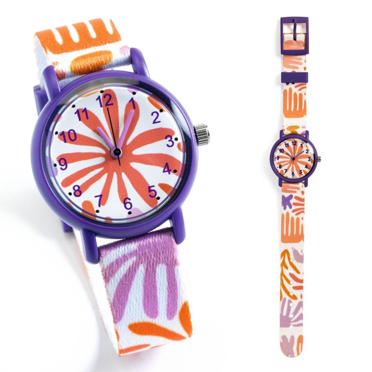 DJECO Quarzuhr Kinderarmbanduhr zum Uhrzeitlernen in buntem Design