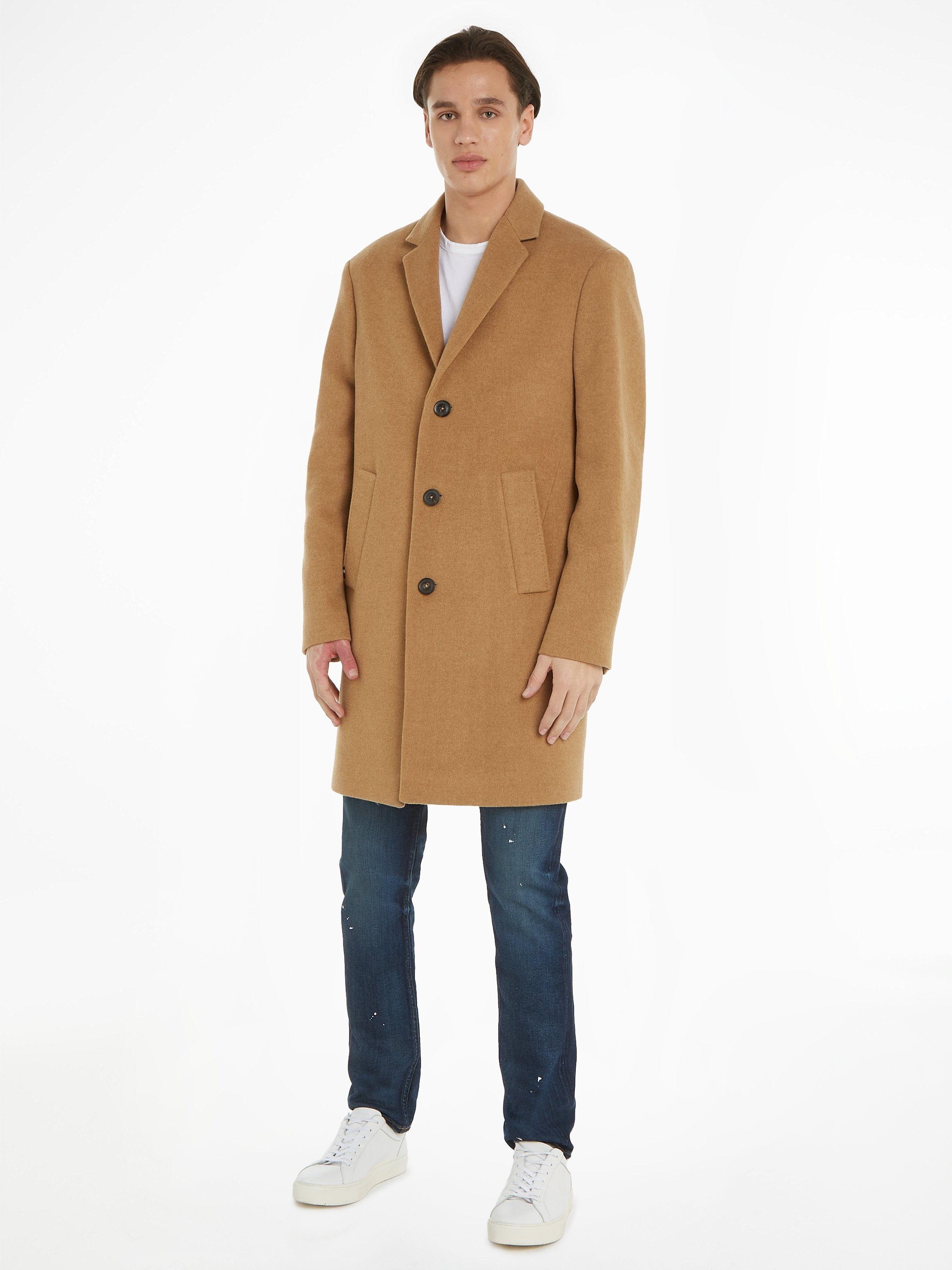 Tommy Hilfiger Kurzmantel DC WOOL MIX COAT Desert Khaki