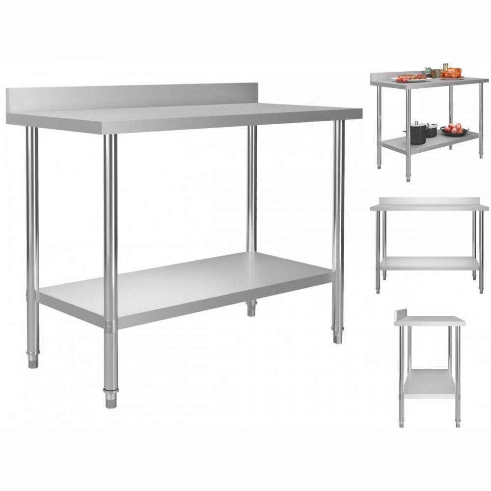 vidaXL Unterschrank Küchen-Arbeitstisch mit Aufkantung 120 x 60 x 93 cm Edelstahl
