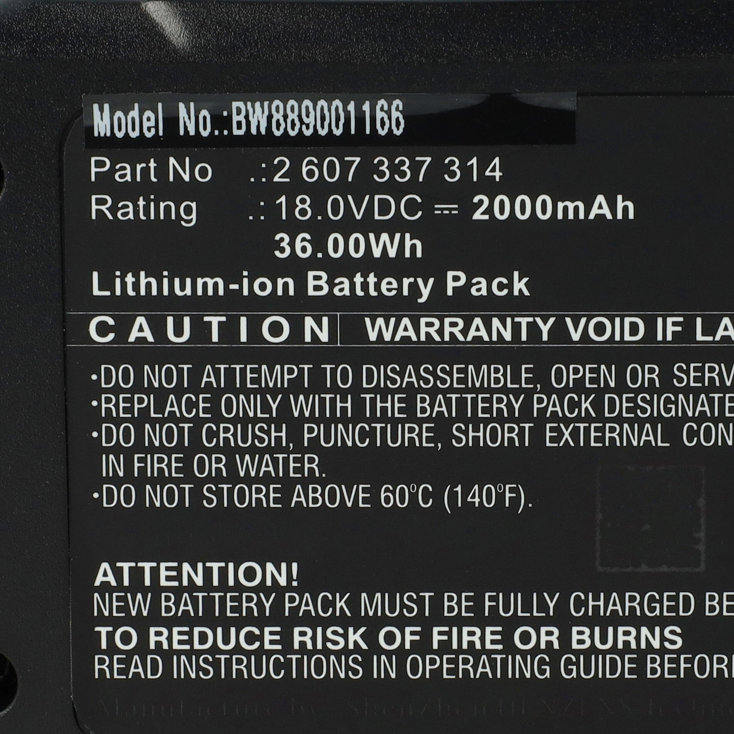vhbw Ersatz (18 607 Li-Ion 17007103, 2 V) 17006537 Akku 6.05.40.09-0, 337 mAh 2000 für 314, Bosch für