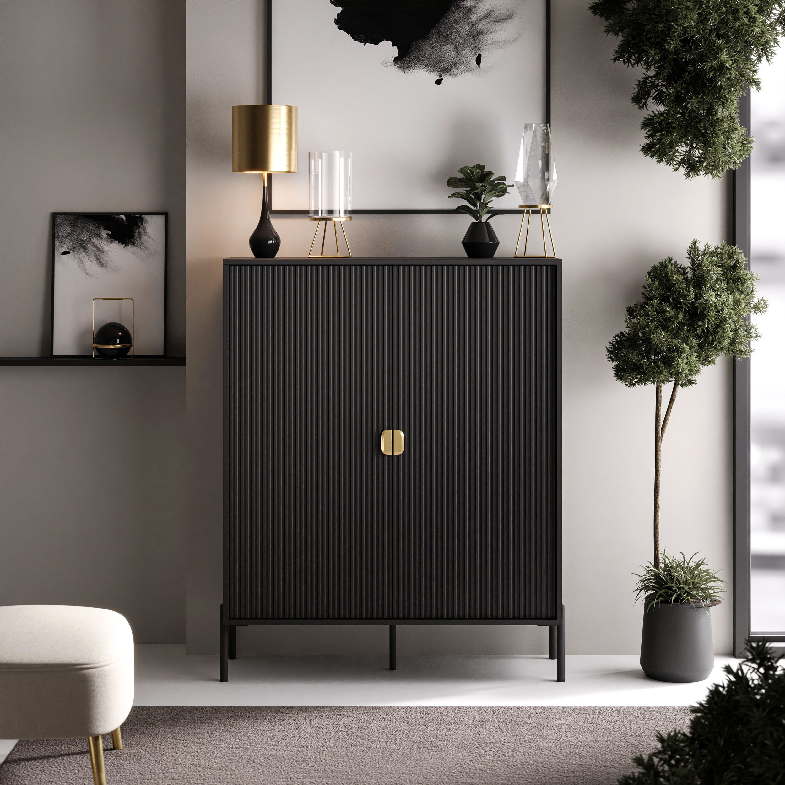 Lookway Kommode DALIA 2D mit Riffel-Front, Breite: 104 cm