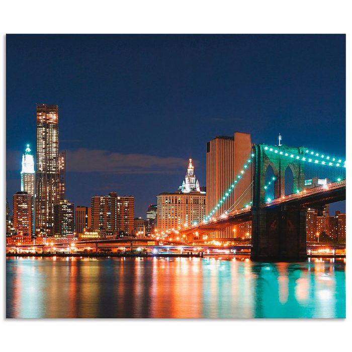 Artland Küchenrückwand New York Skyline Brooklyn Bridge (1-tlg) Alu Spritzschutz mit Klebeband einfache Montage