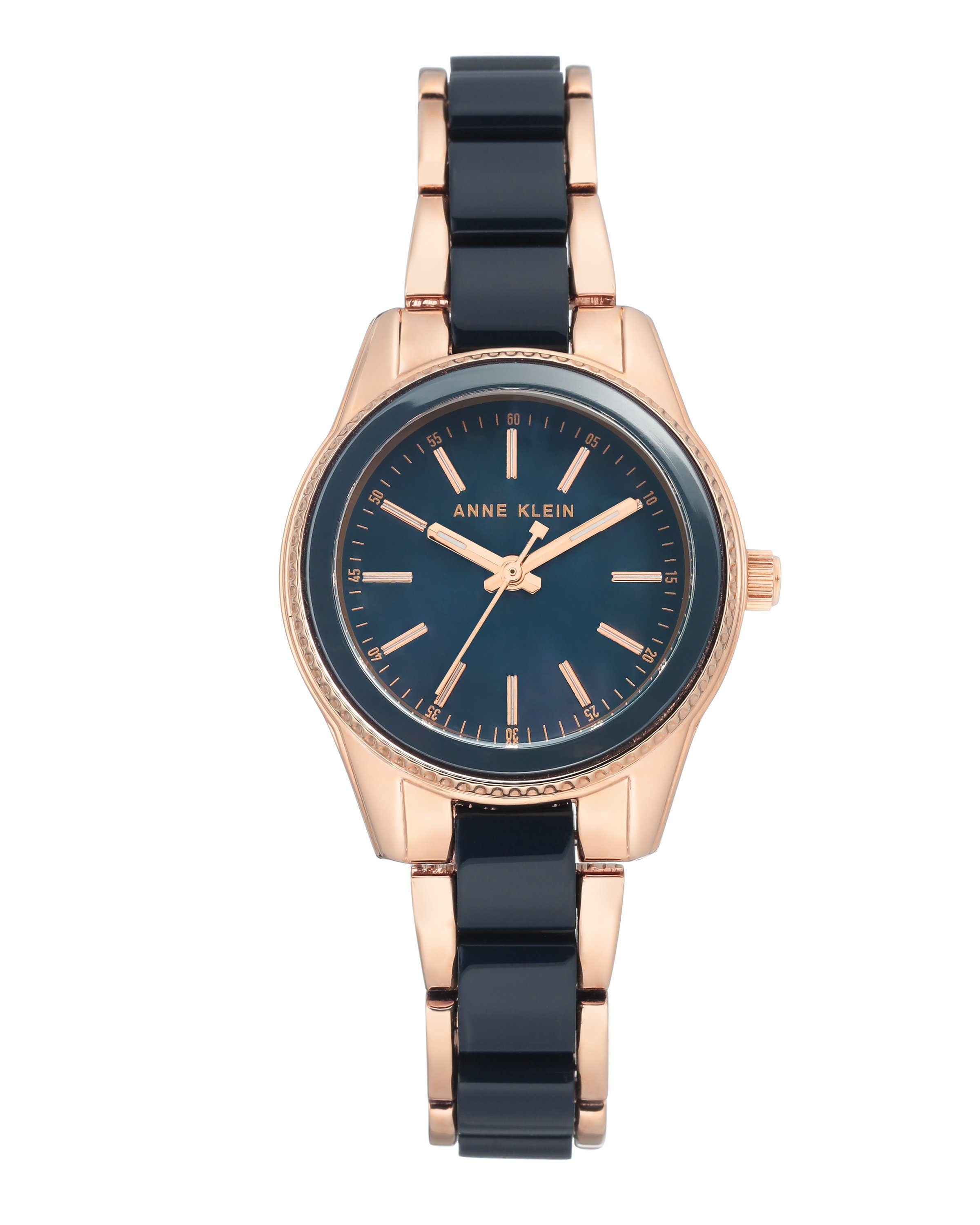 ANNE KLEIN Quarzuhr AK/3212NVRG navy blau/ rosegold mit Gliederarmband, Trend