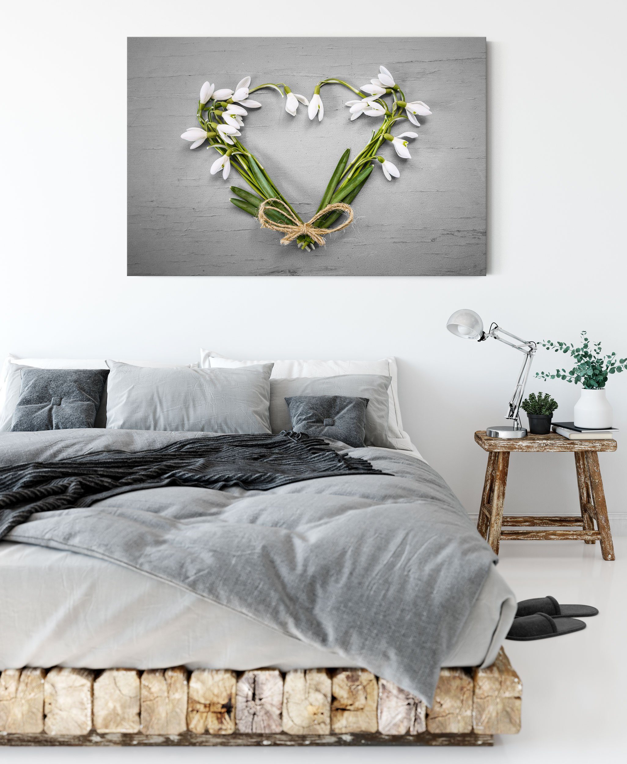 Herz Pixxprint St), (1 fertig Herz aus Zackenaufhänger aus Leinwandbild Blumen, bespannt, Blumen Leinwandbild inkl.