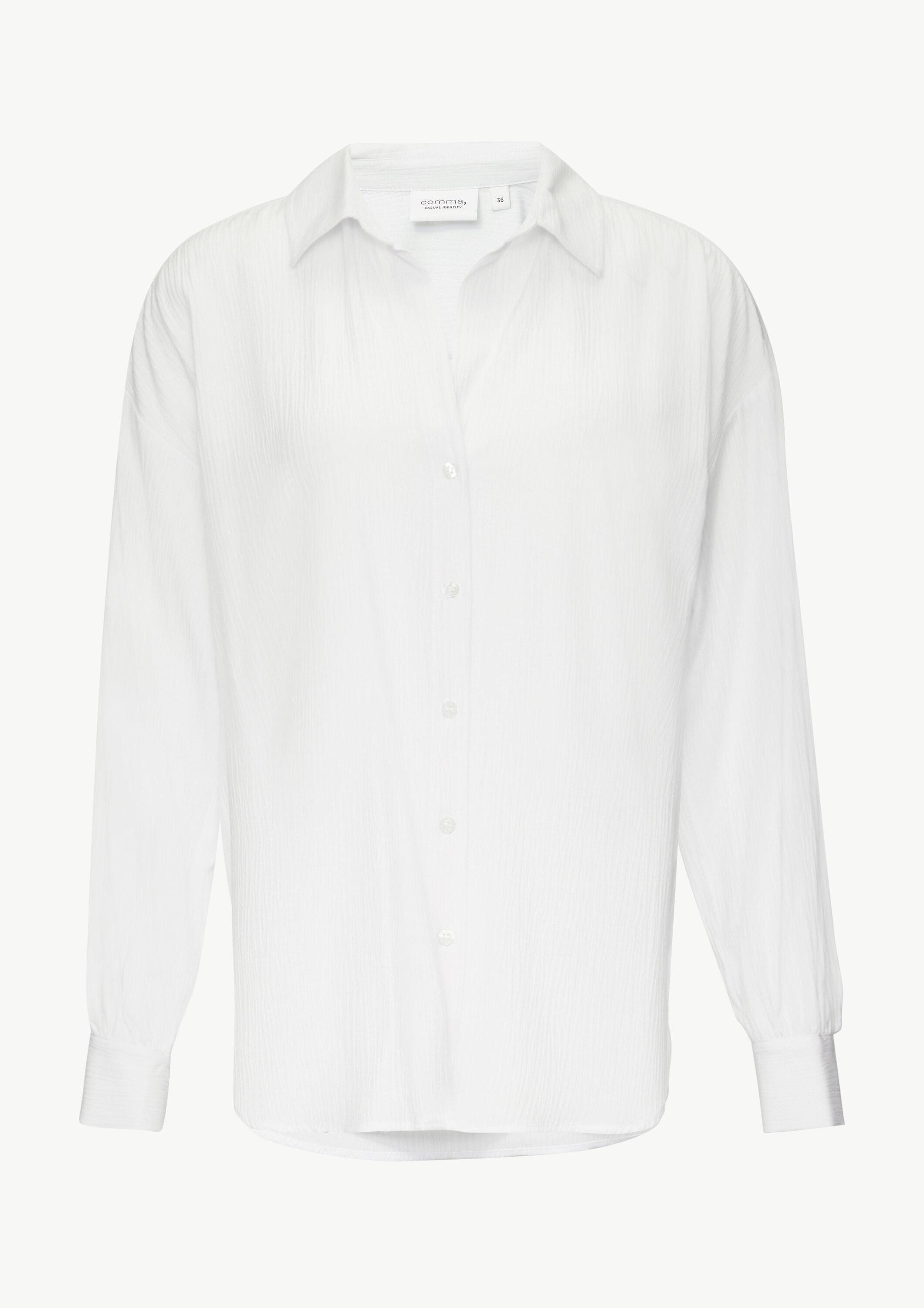 comma Langarmbluse Bluse Strukturierte Bluse mit Hemdkragen